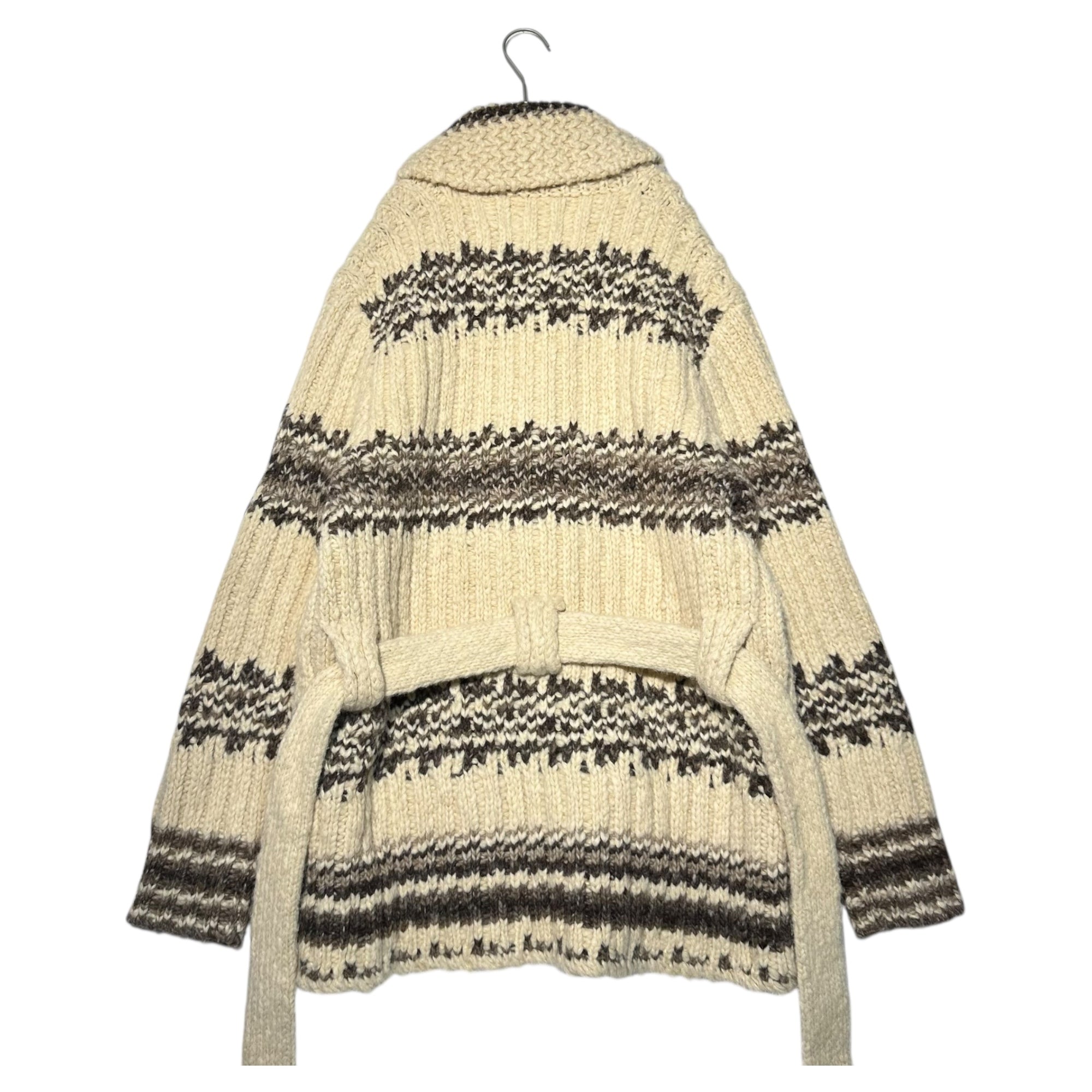 RRL(ダブルアールエル) Border Design Shawl Collar Low Gauge Knit Cardigan ボーダー デザイン ショールカラー ローゲージ ニット カーディガン 782710697001 M アイボリー×ブラウン アルパカ、シルク混