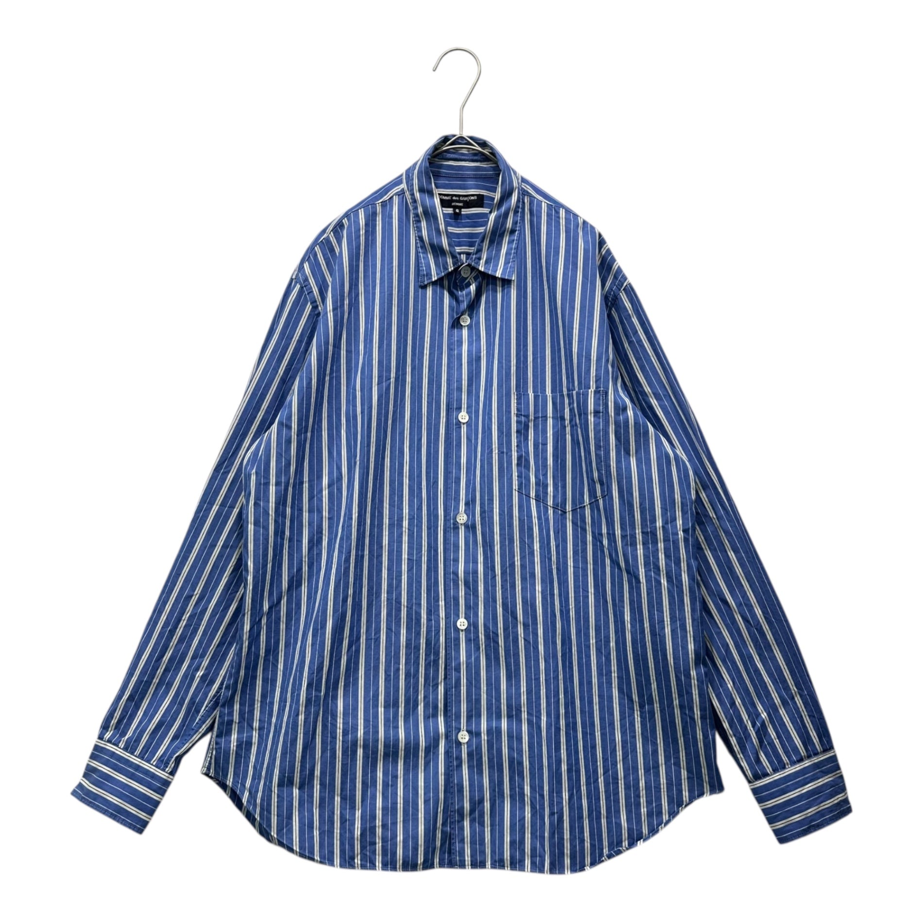 COMME des GARCONS HOMME(コムデギャルソンオム) 23SS CdGH Logo Striped Shirt ロゴ ストライプ シャツ HK-B014 S ブルー×イエロー AD2022