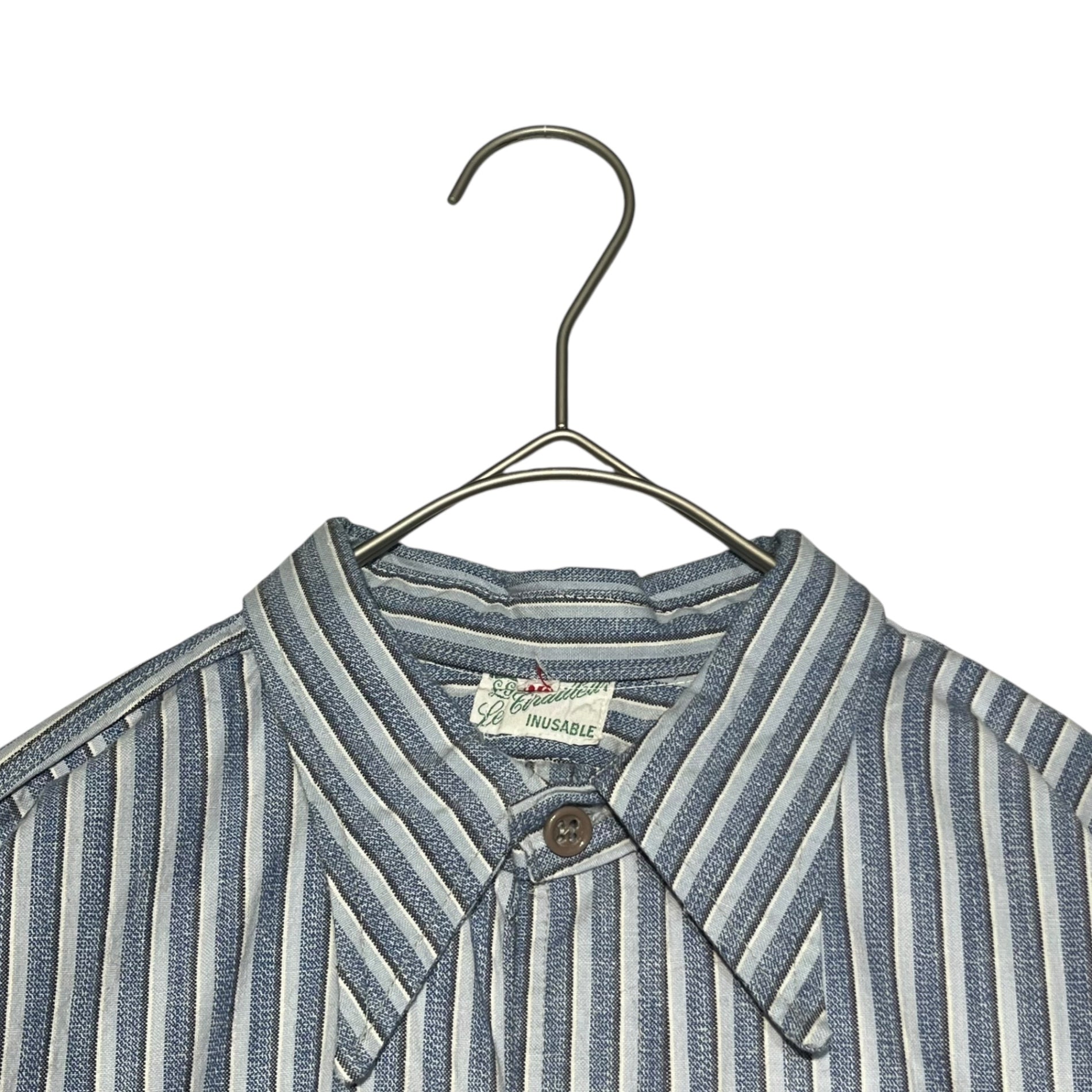 Euro vintage(ヨーロッパヴィンテージ) 30's French Vintage Striped Smock Shirt 30年代 フレンチ ヴィンテージ ストライプ スモック シャツ 110(L~XL相当) ブルー