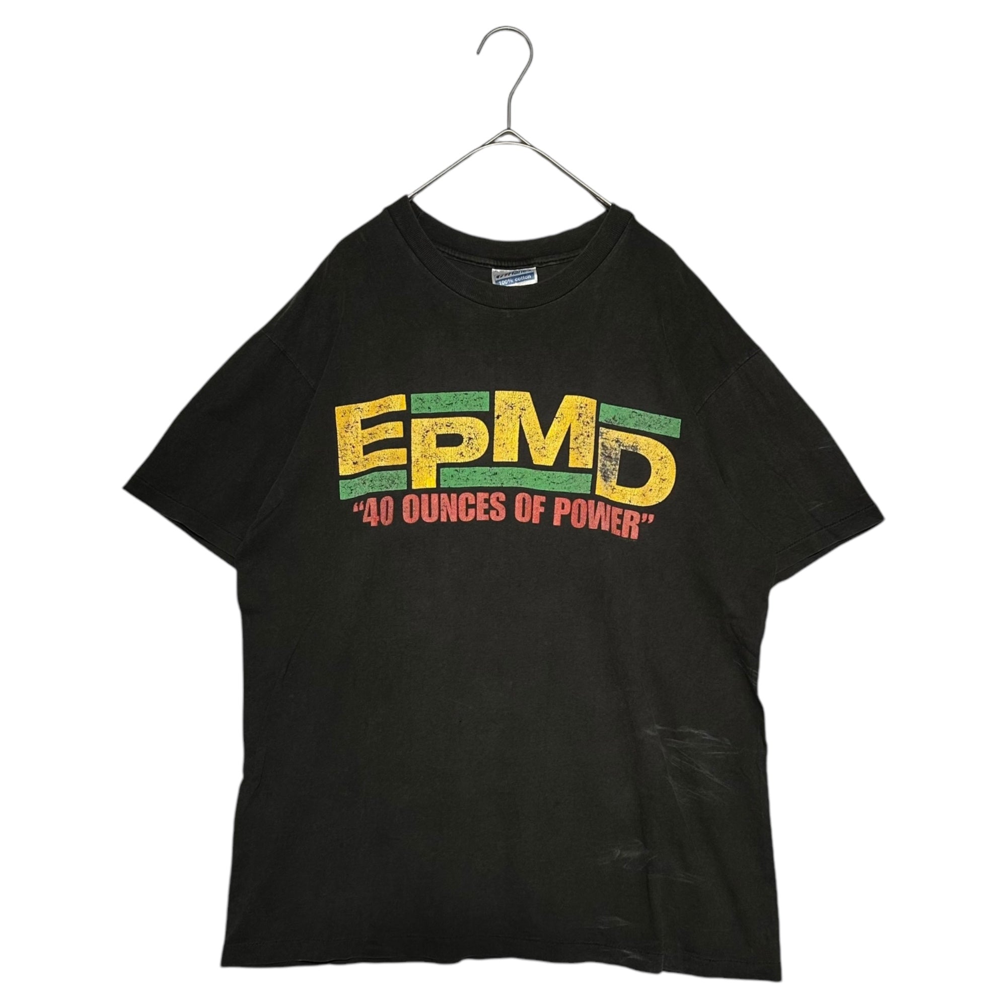 VINTAGE(ヴィンテージ) 1991 ”EPMD” 40 Ounces of Power Business As Usual T-shirt ヴィンテージ ヒップホップ Tシャツ L ブラック 90's 90年代 ヴィンテージ ツアー ラップ Hanesボディ ラスタ