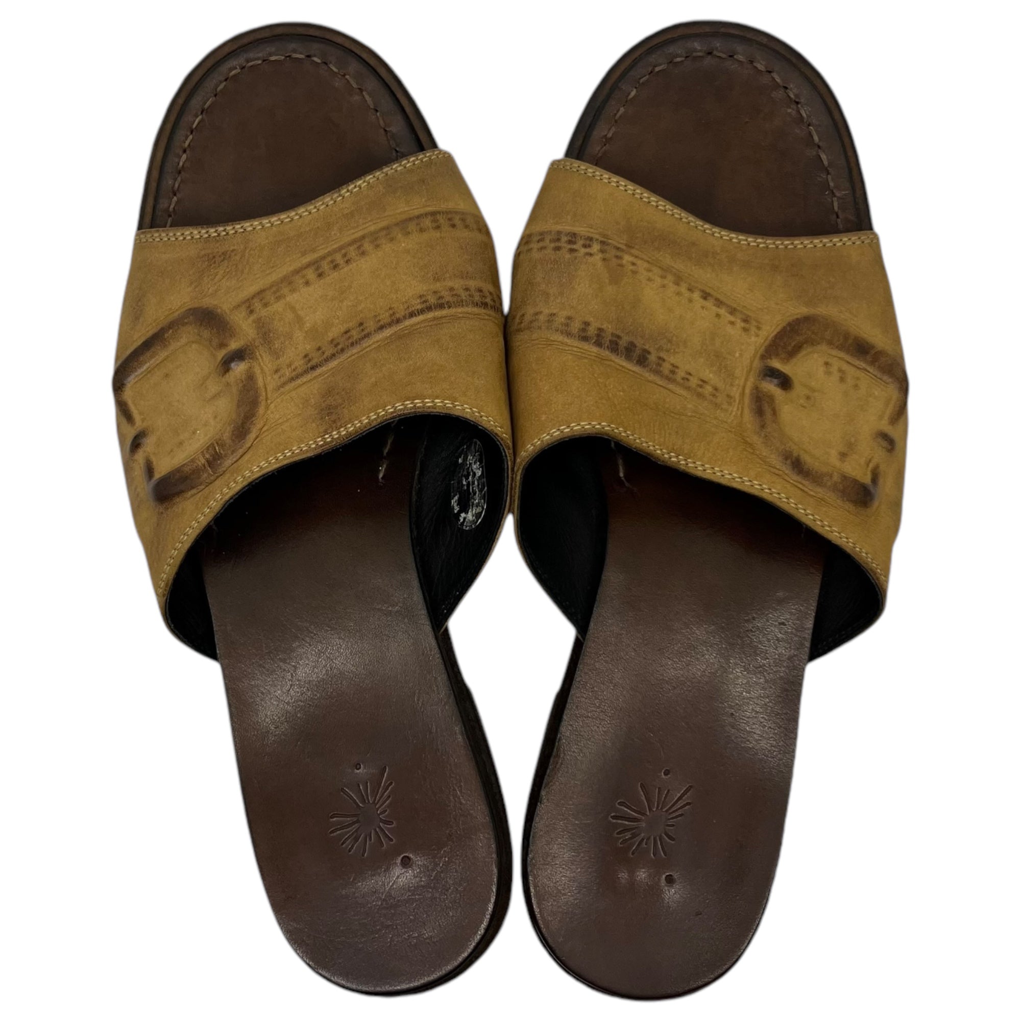 Maison MIHARA YASUHIRO(メゾンミハラヤスヒロ) 00's Broiled leather sandals 炙り出し レザー サンダル 表記無し(26cm程度) ベージュ×ブラック