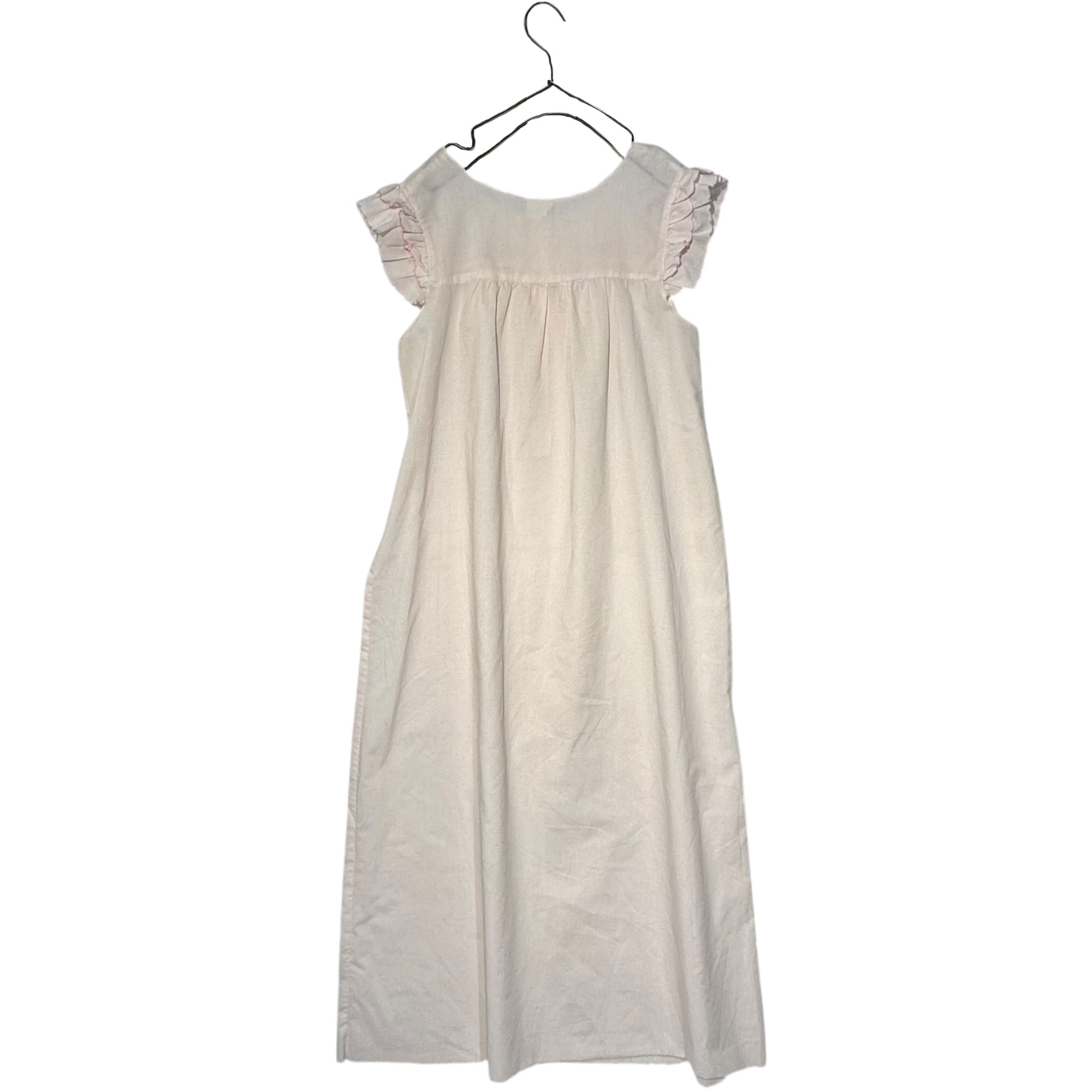 Euro vintage(ヨーロッパヴィンテージ) ten_70's~pale pink ruffle sleeve nighty maxi dress 淡いピンクのフリル袖のナイティドレスワンピース M~Lサイズ程度 ピンク