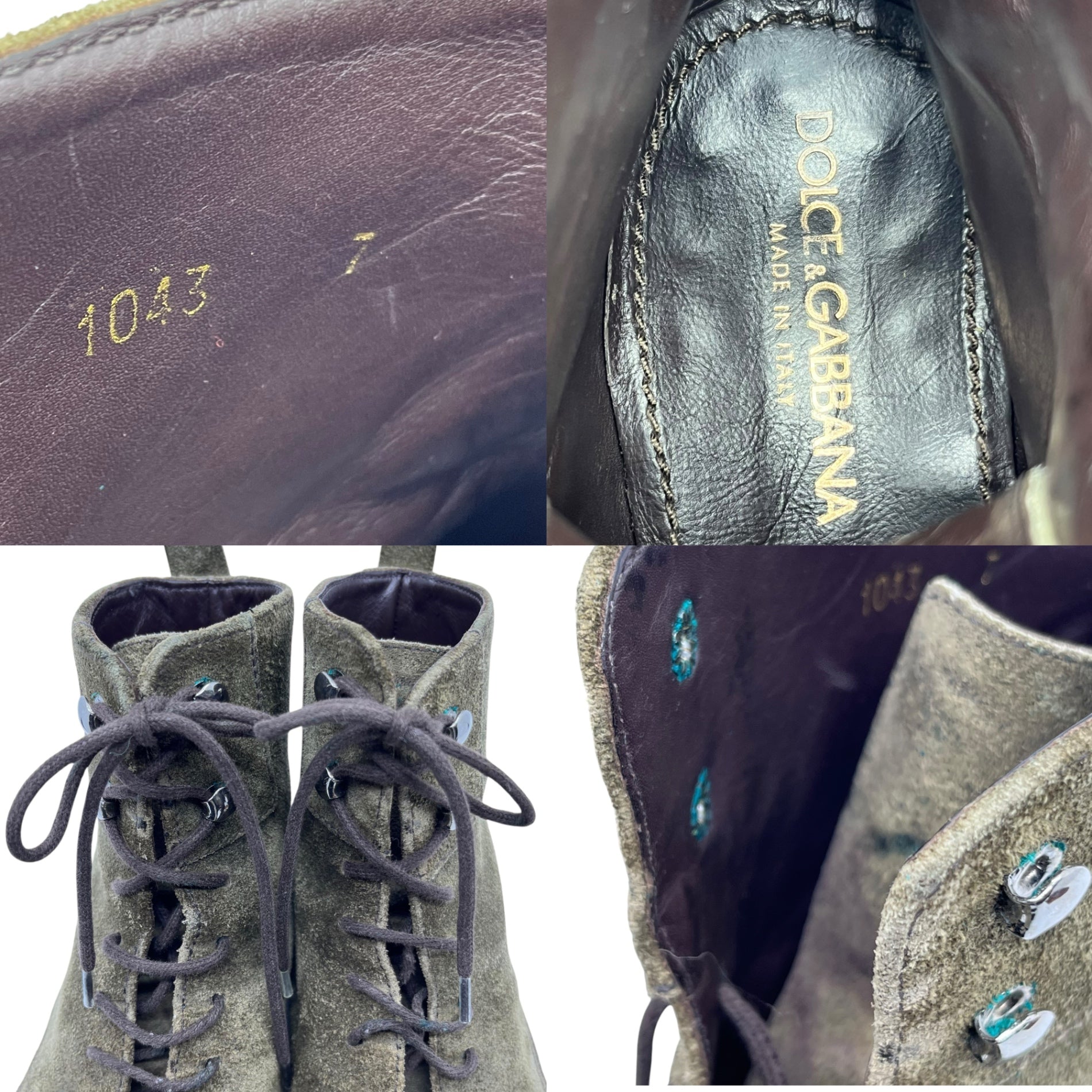 DOLCE&GABBANA(ドルチェ&ガッバーナドルガバ) suede lace-up boots スウェード 編み上げ ブーツ スエード 1043 7(25.0cm) カーキ