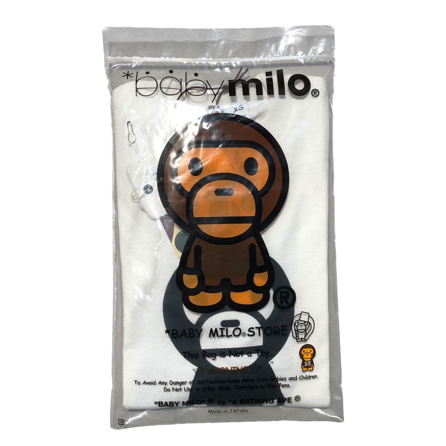 A BATHING APE(アベイシングエイプ) 00's BABY MILO print T-shirt ベイビー マイロ プリント Tシャツ XS ホワイト×ブラック デッドストック Y2K ミニT チビ