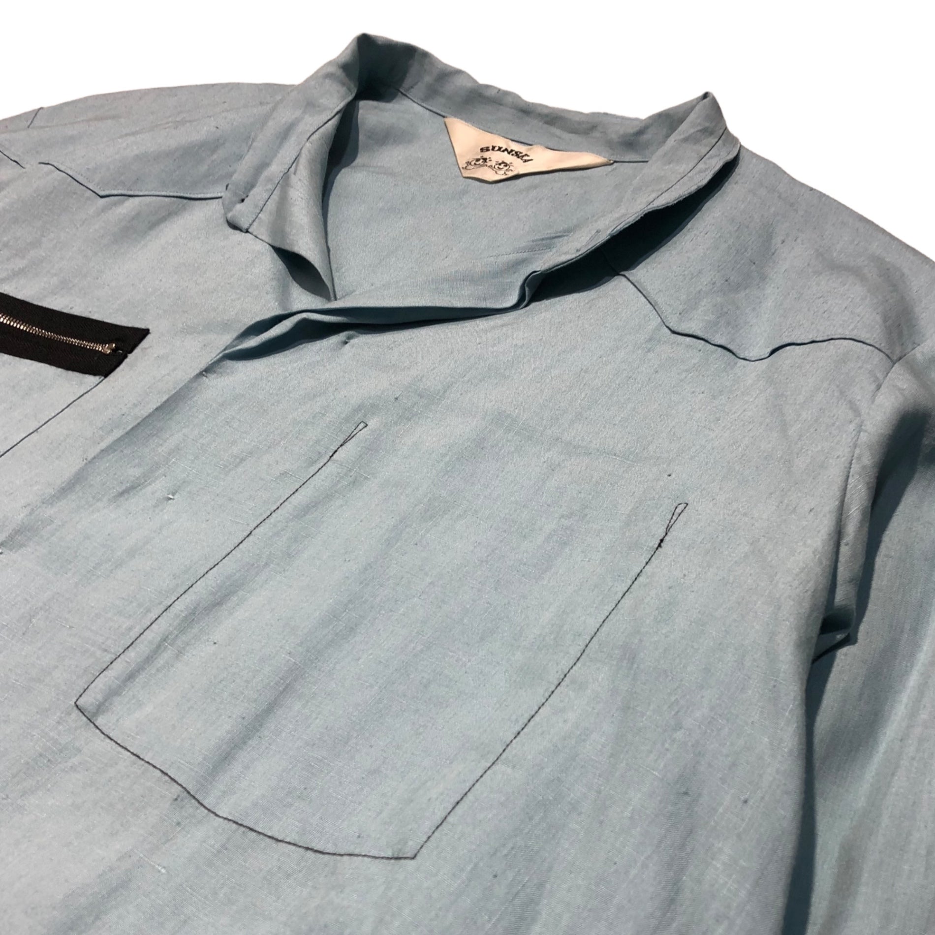 SUNSEA(サンシー) 18SS Linen Zip Shirt 2 リネン ジップシャツ 18S15 2(M) ライトブルー