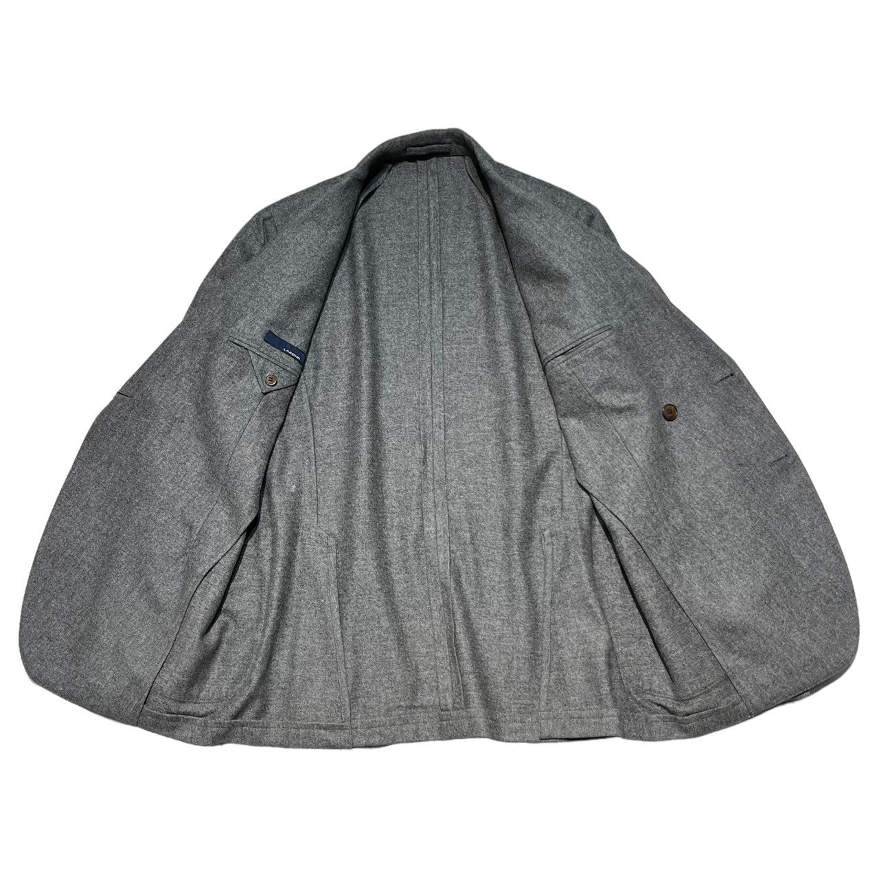 LARDINI(ラルディーニ) DOUBLE BREAST WOOL TAILORED JACKET ダブル ブレスト ウール テーラード ジャケット 48(L程度) グレー ドレス スーツ ブートニエール付き