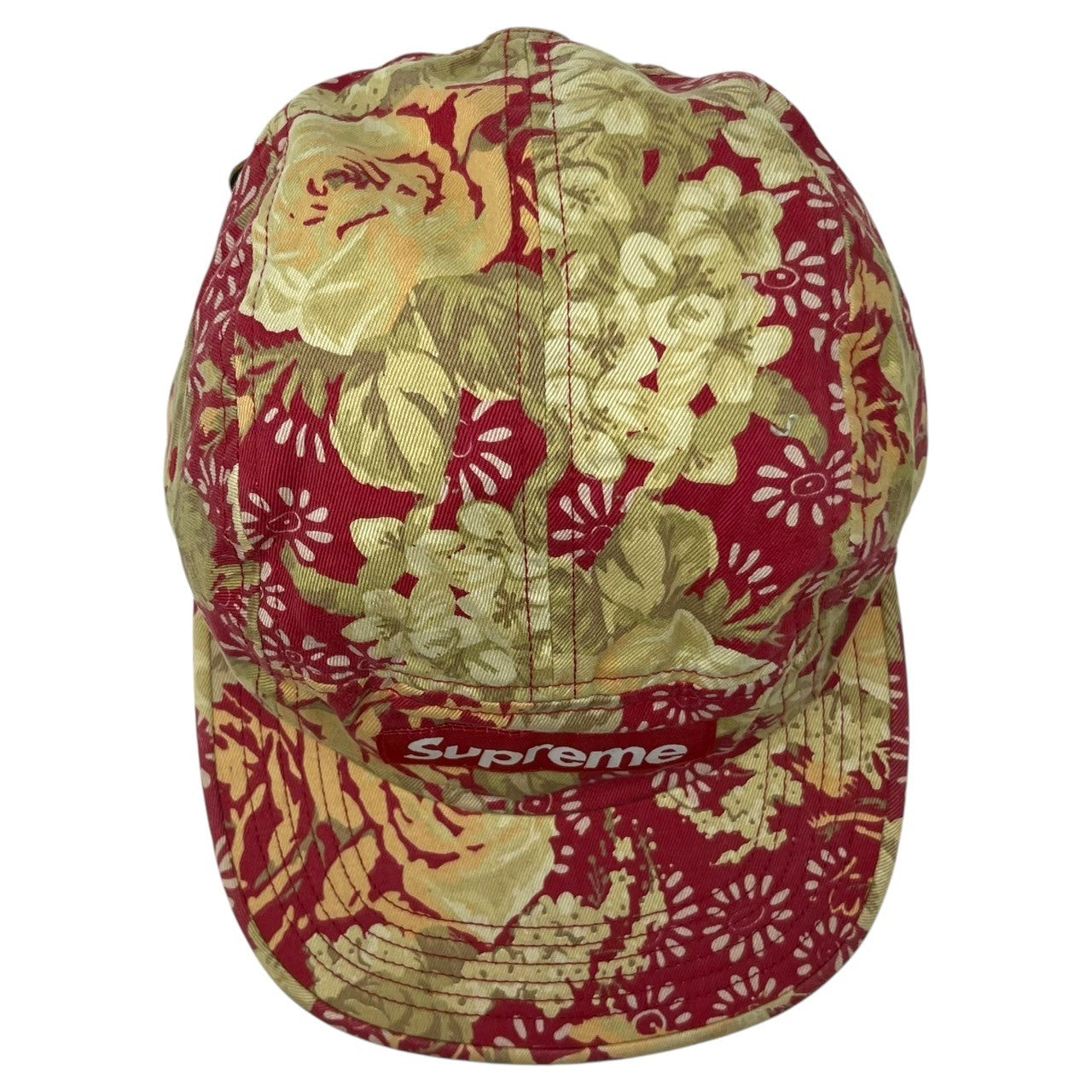 SUPREME(シュプリーム) 18SS Washed Chino Twill Camp Cap ボックスロゴ ウォッシュド チノ ツイル キャンプキャップ 帽子 ベージュ×レッド