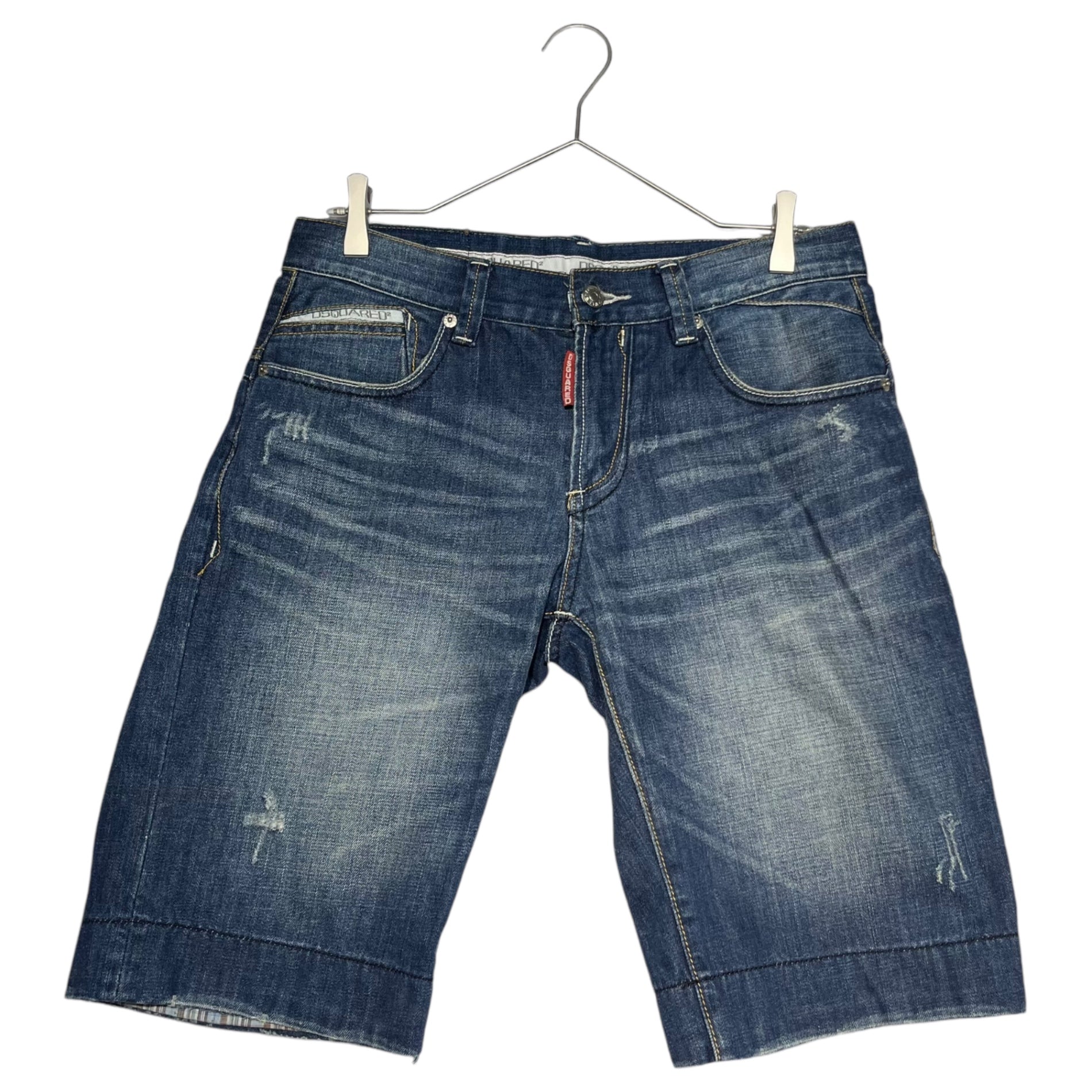 DSQUARED2(ディースクエアード) ダメージ加工 デニム ハーフ パンツ S71LA0359 32 インディゴ ショート ショーツ