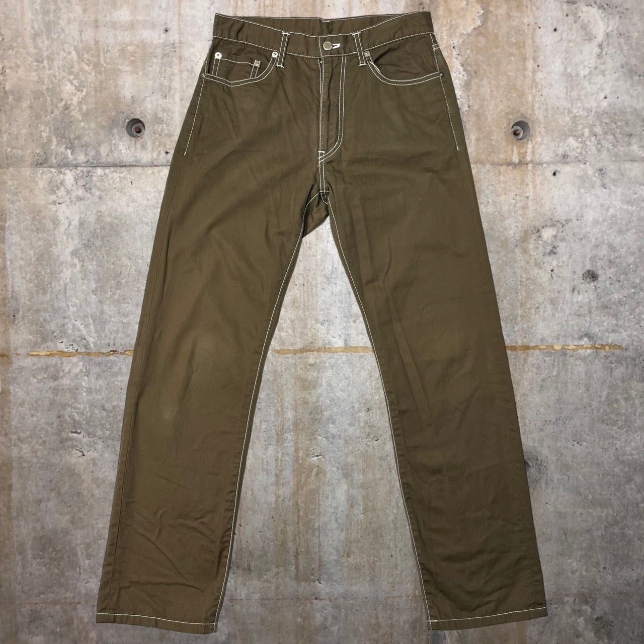 COMME des GARCONS HOMME(コムデギャルソンオム) 00SSホワイトステッチコットンパンツ HP-020425 S ブラウン×ホワイト AD2000 田中オム