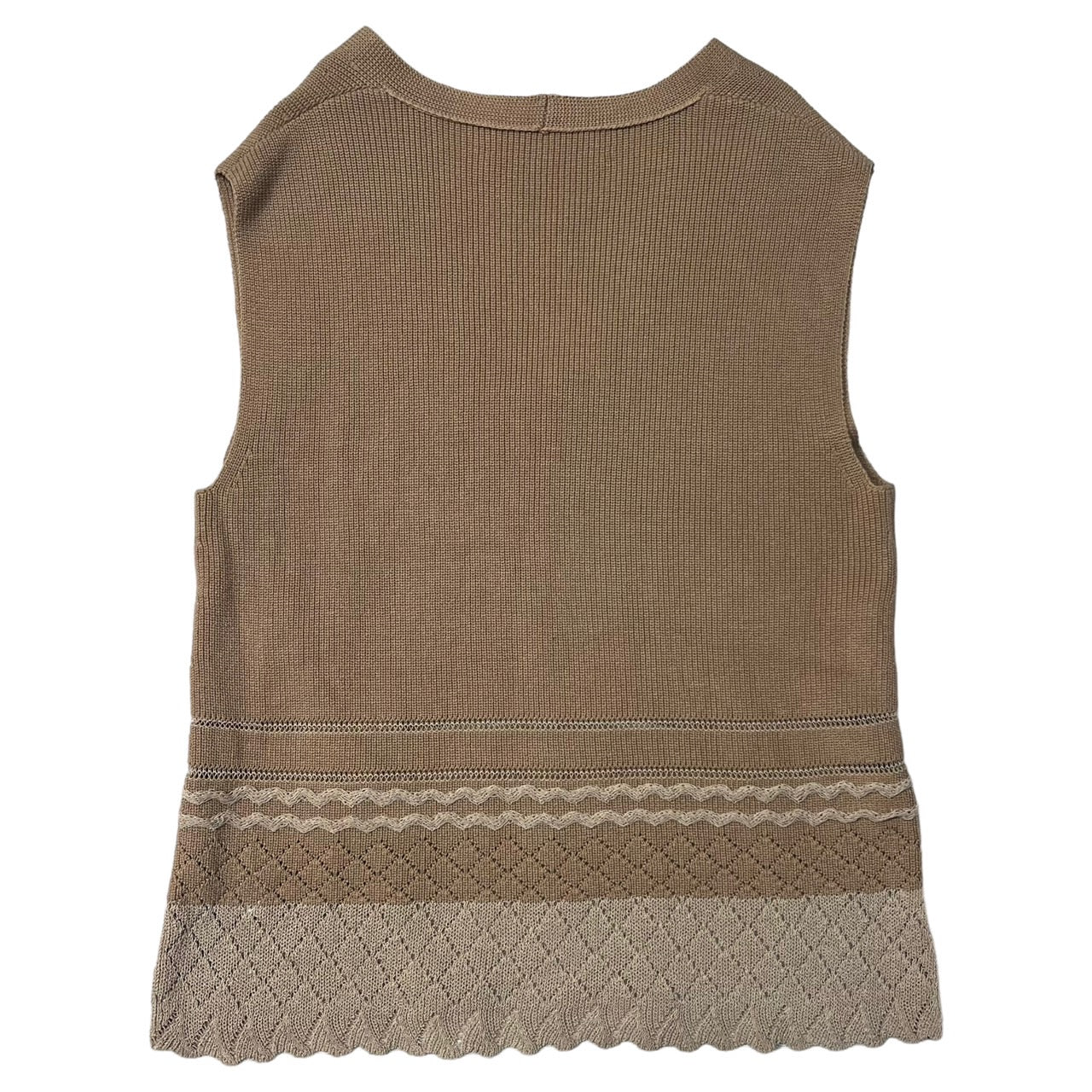 mame kurogouchi(マメクロゴウチ) 20SS Mixed Knitted Fabric Sleeveless Tops Vネック ニット ベスト ノースリーブ カットソー MM20PS-KN716 1(S程度) ベージュ