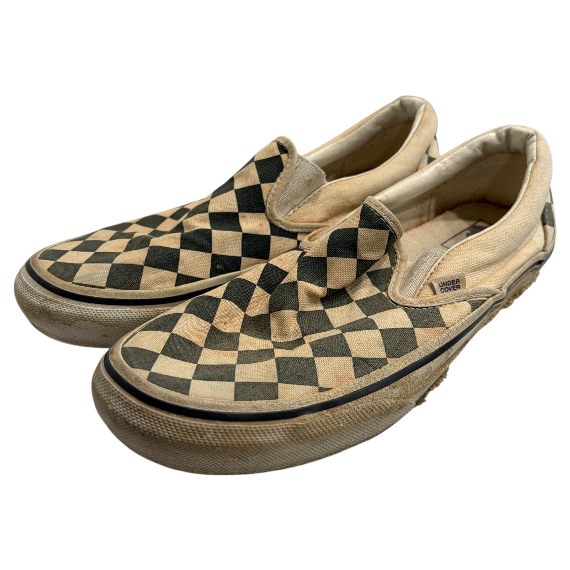 UNDERCOVER×VANS(アンダーカバー×バンズ) 01SS "CHAOTIC DISCORD" SLIP-ON CHK ケーオティック ディスコード 期スリッポン V98-J669 28cm ホワイト スニーカー チェッカーフラッグ