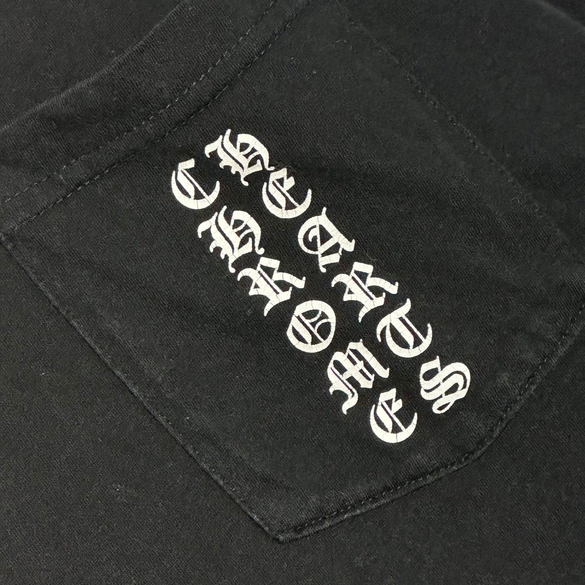 CHROME HEARTS(クロムハーツ) Flame Cross L/S Tee フレイム クロス 長袖 Tシャツ 表記消(M程度) ブラック ファイヤー ポケット ロゴ