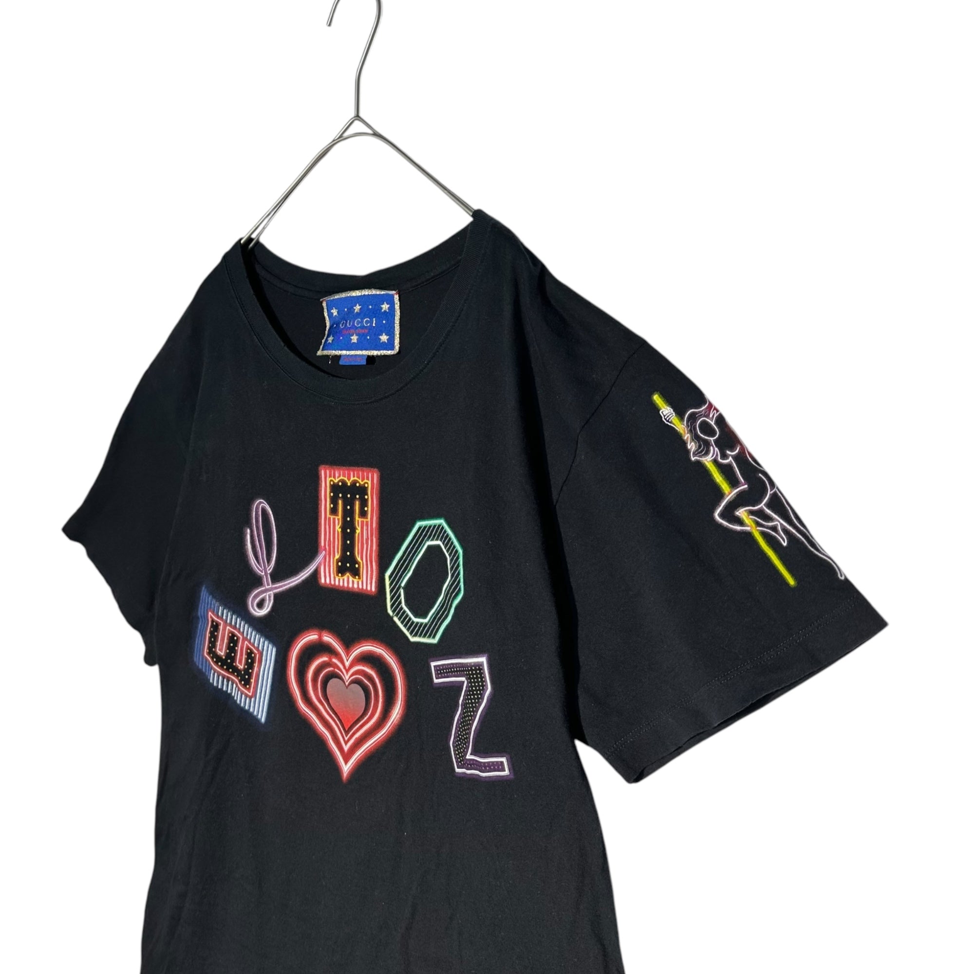 GUCCI(グッチ) ”ELTON JOHN” Destruction Graphic Print T-Shirt ダメージ加工 グラフィック プリント Tシャツ S ブラック