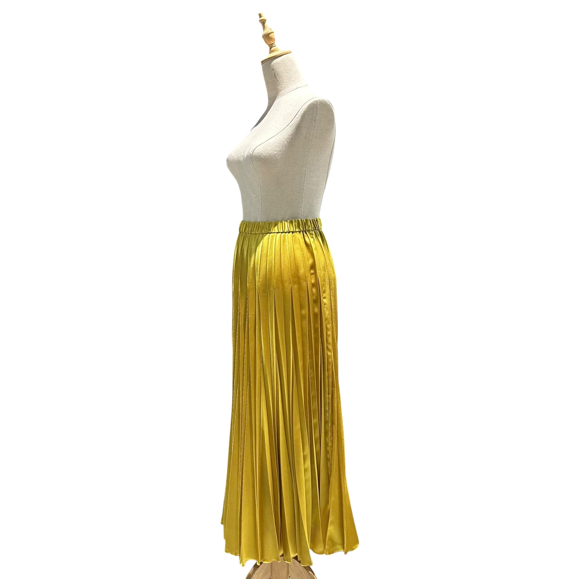 UN3D.(アンスリード) Long pleated skirt プリーツ スカート 521940800401-01 36(S程度) イエロー