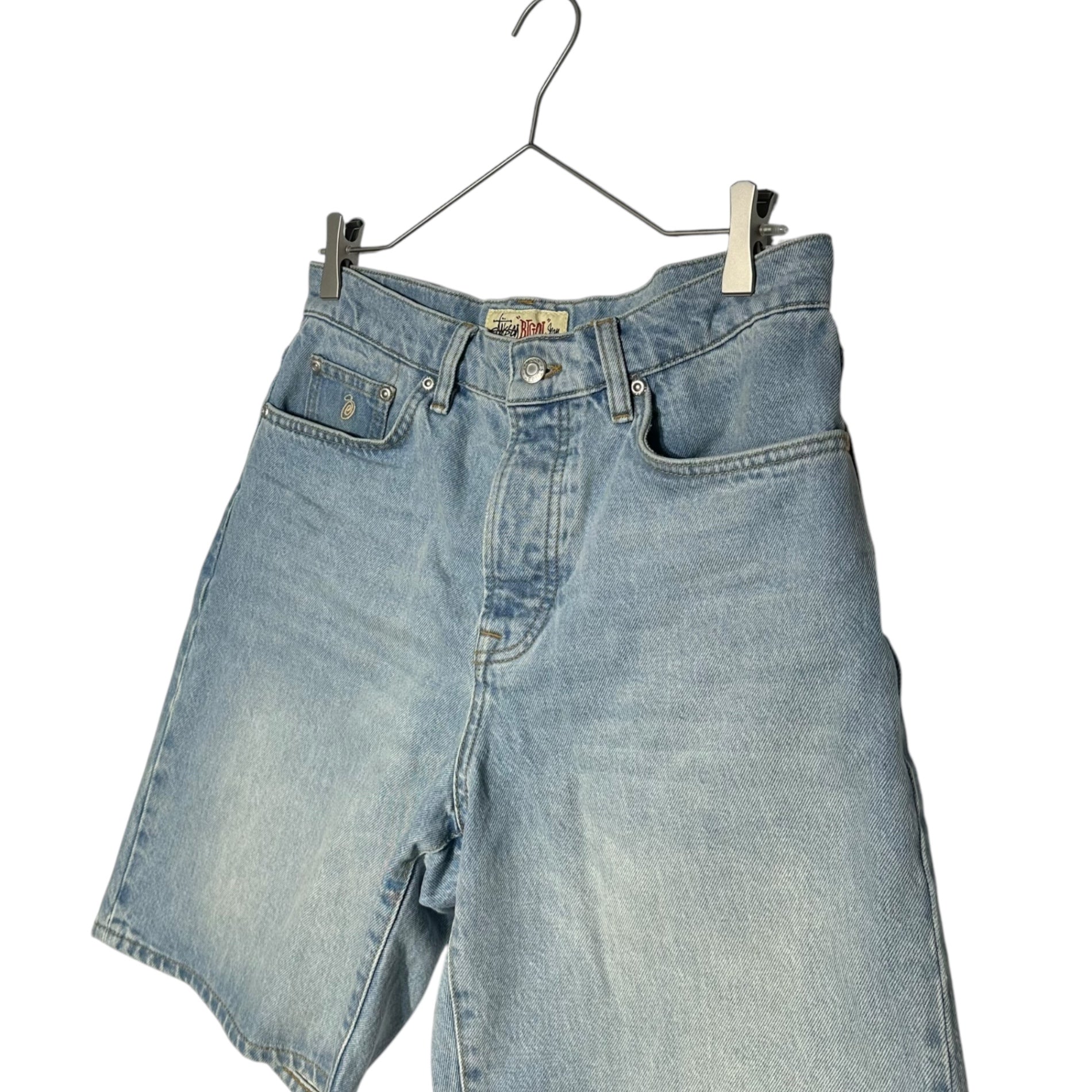 STUSSY(ステューシー) BIG OL' SHORT DENIM ビッグ ショート デニム パンツ W28 ライトインディゴ ショーツ ハーフ