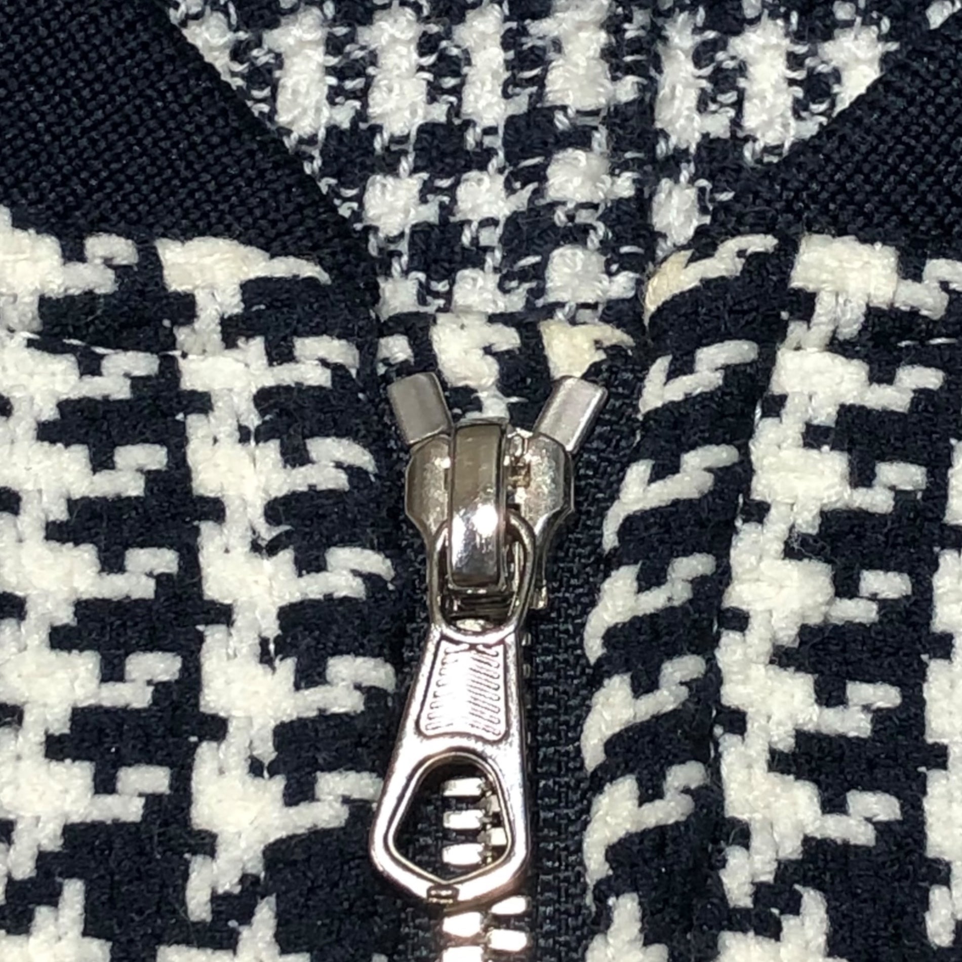 TOMORROWLAND(トゥモローランド) Houndstooth bomber jacket 千鳥柄 ボンバージャケット 63-08-61-08002 SIZE L ホワイト×ネイビー