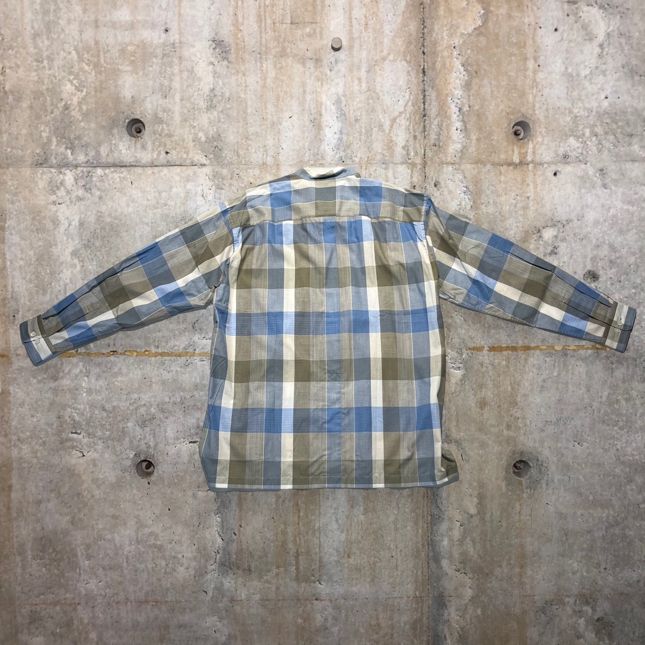 MIYAKE DESIGN STUDIO(ミヤケデザインスタジオ) 90'sチェックバンドカラーシャツ IMMT HP4408-31 M ブルー デッドストック