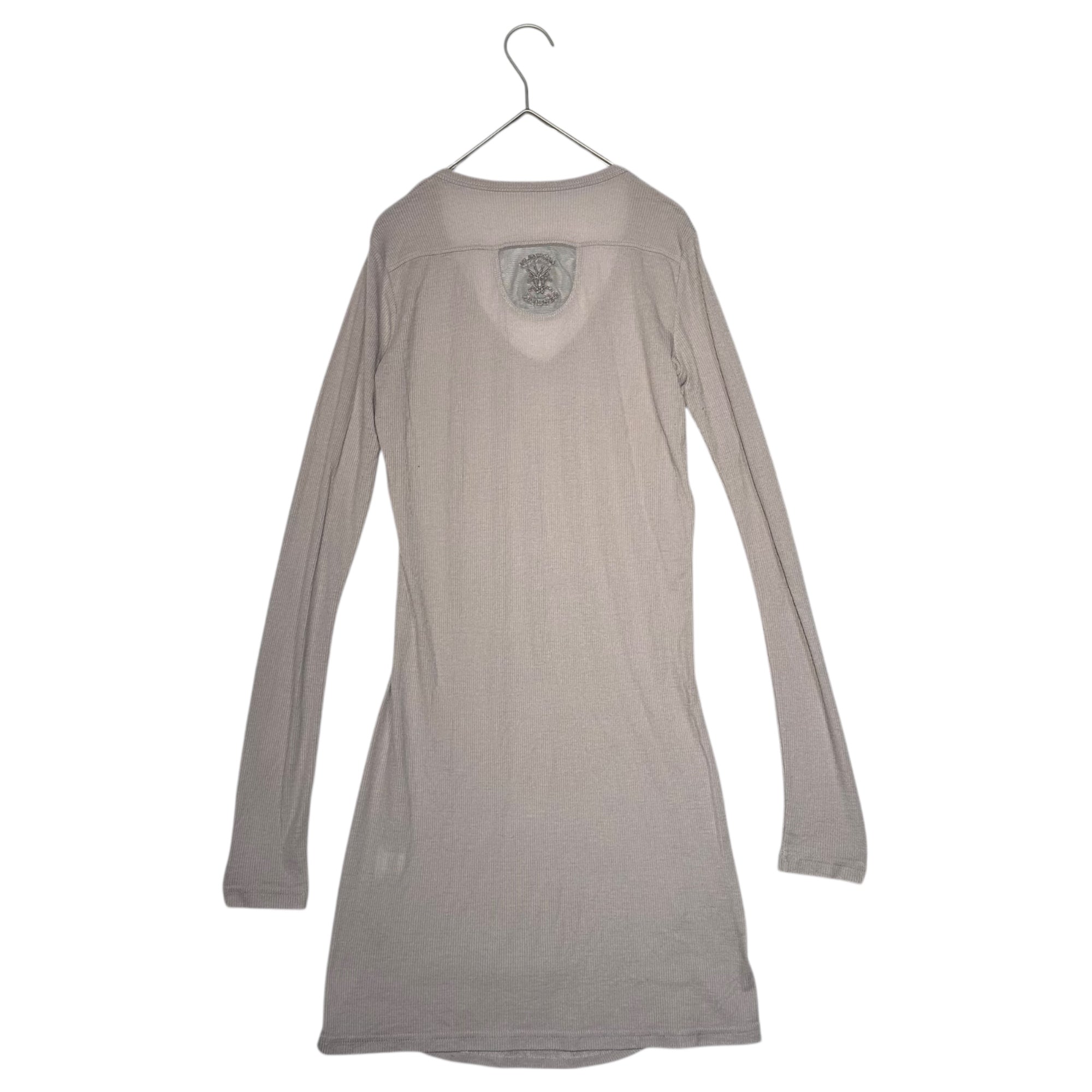 MARITHE FRANCOIS GIRBAUD(マリテフランソワジルボー) 00's V-neck Mesh Logo L/S T-Shirt Vネック メッシュ ロゴ ロング 長袖 カットソー 表記無(S程度) グレー Y2K