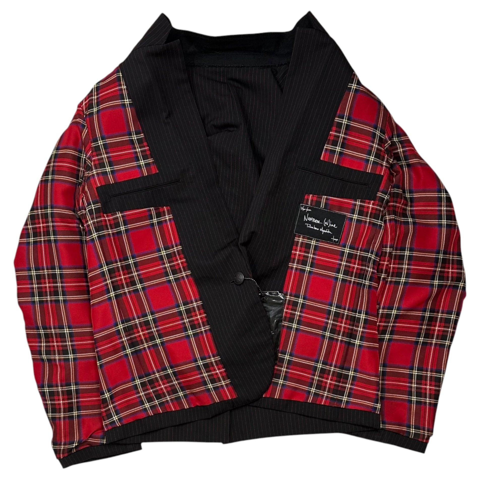 NUMBER (N)INE(ナンバーナイン) 2005SS ”Night Crawler” Pinstripe Tailored Jacket ナイトクローラー期 ピンストライプ テーラード ジャケット S05-NJ002B 3 ブラック×レッド テーラード 00's