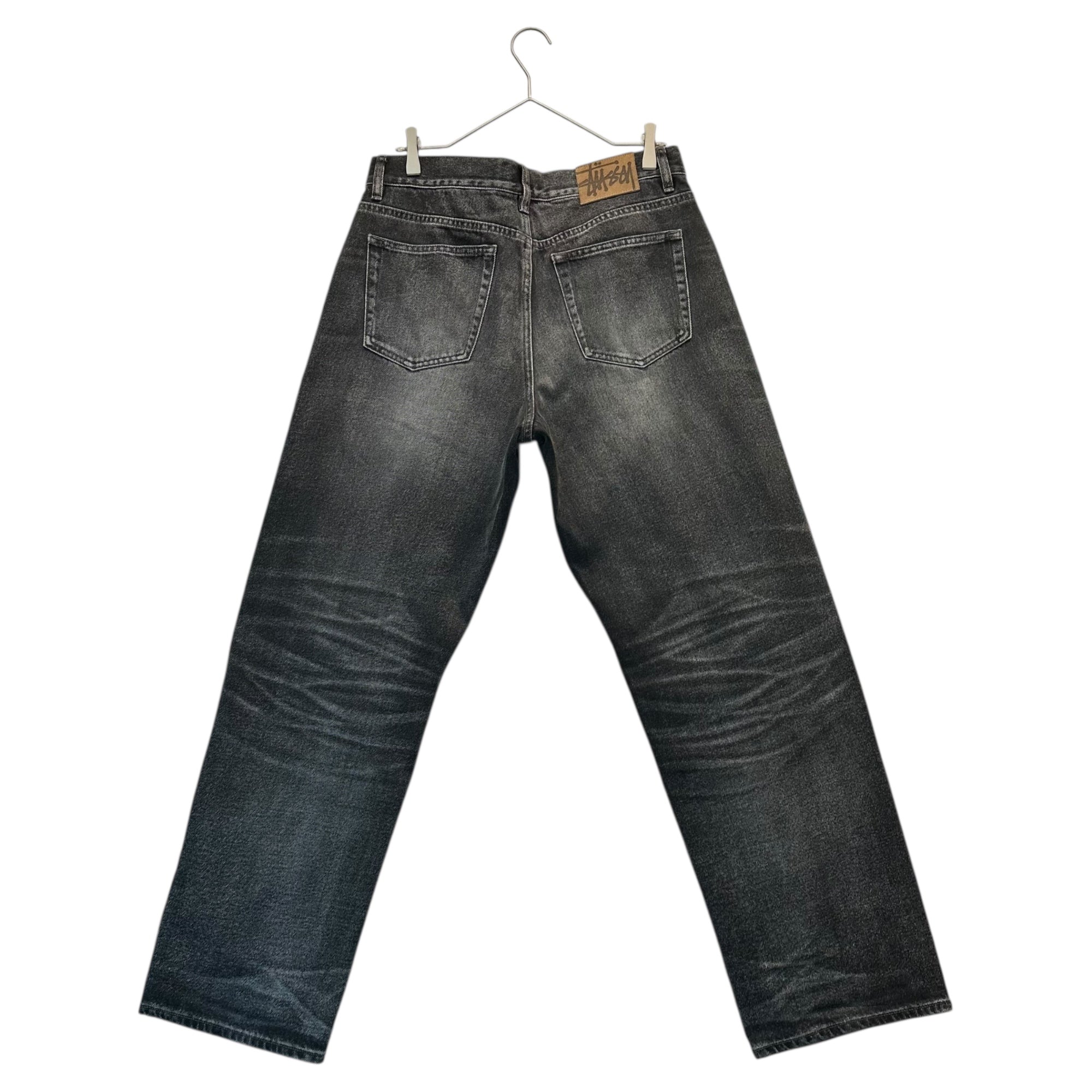 STUSSY(ステューシー) Big Ol' Denim Vintage Jean ヴィンテージ加工 ブラック デニム ストレート ワイド パンツ 30 ブラック