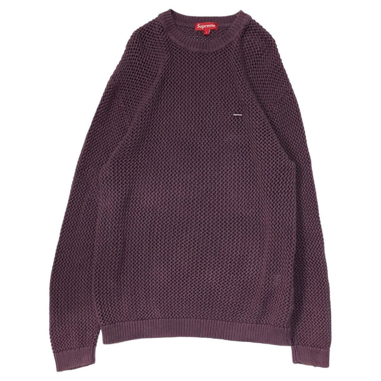SUPREME(シュプリーム) 22SS Open Knit Small Box Sweater ニット スモール ロゴ スウェット メッシュ L パープル