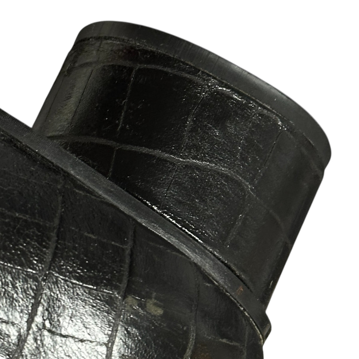 COMME des GARCONS HOMME PLUS(コムデギャルソンオムプリュス) Croc-embossed leather heeled shoes クロコ 型押し レザー ヒール シューズ 26cm ブラック 革靴