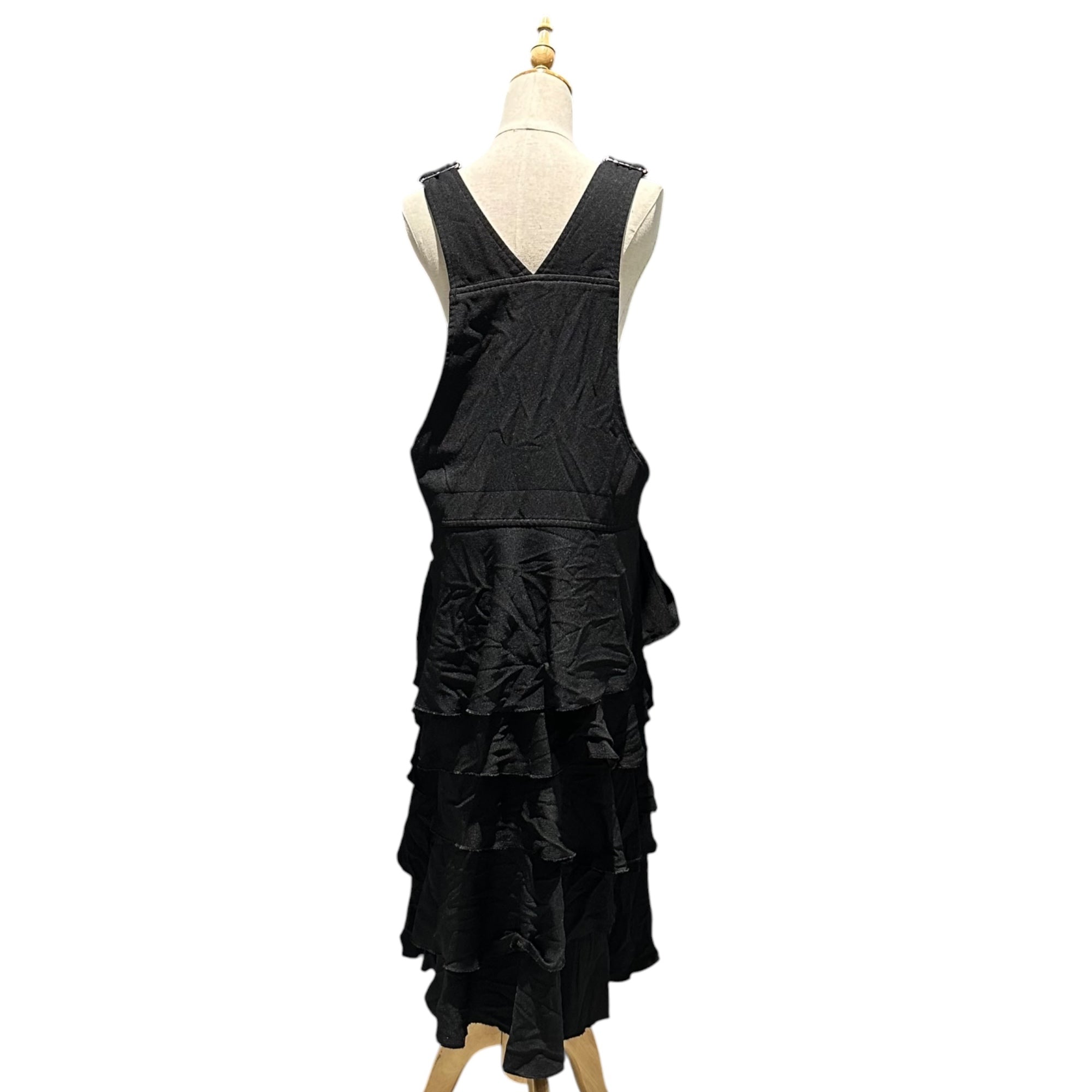 BLACK COMME des GARCONS(ブラックコムデギャルソン) 2022AW Polyester fulling tiered jumper skirt ポリ縮絨 ティアード ジャンパースカート 1J-A003 S ブラック AD2022 ワンピース