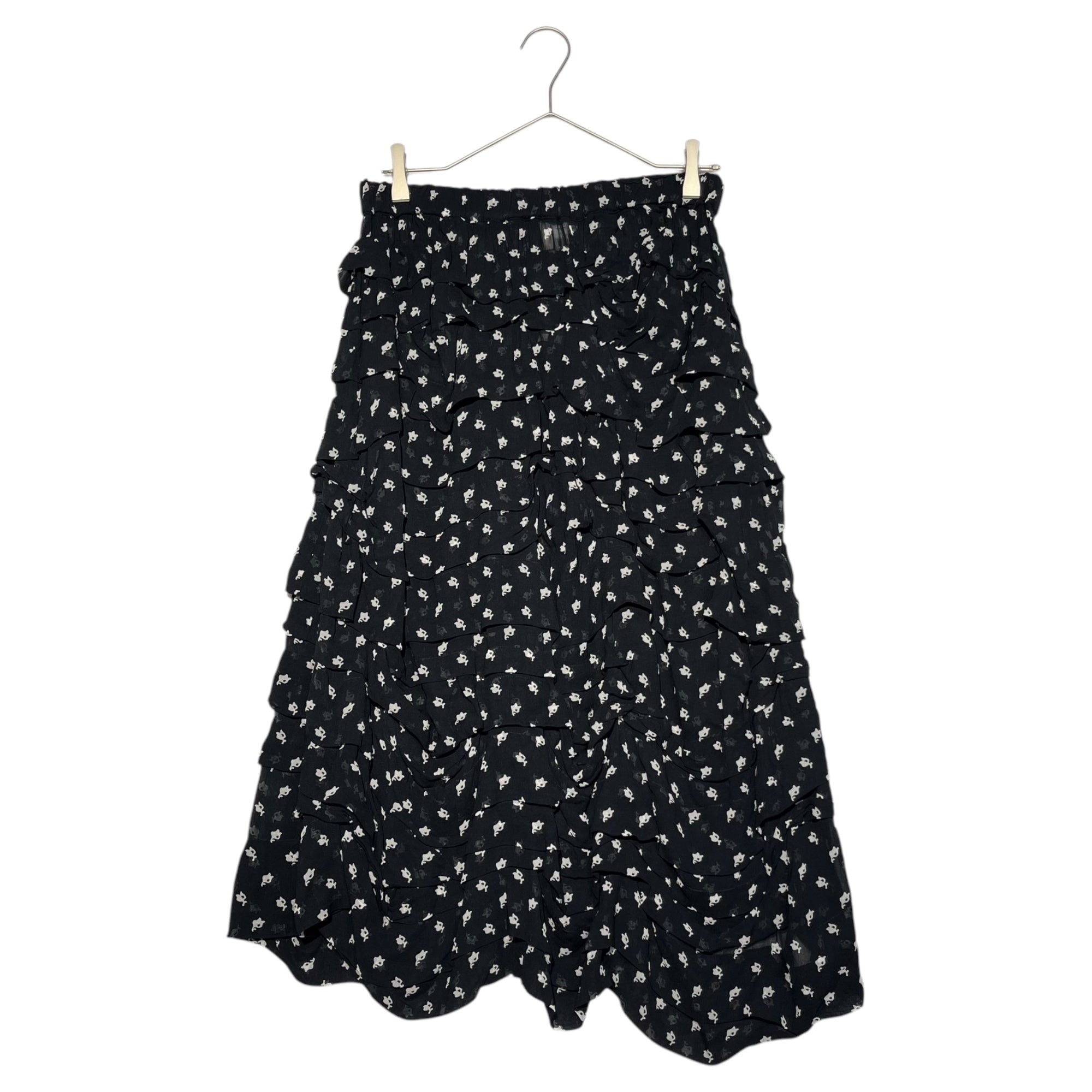 COMME des GARCONS COMME des GARCONS(コムデギャルソンコムデギャルソン) 14SS Elastic waist allover pattern tiered skirt ウエストゴム 総柄 ティアード スカート RM-S016 M ブラック×ホワイト AD2013