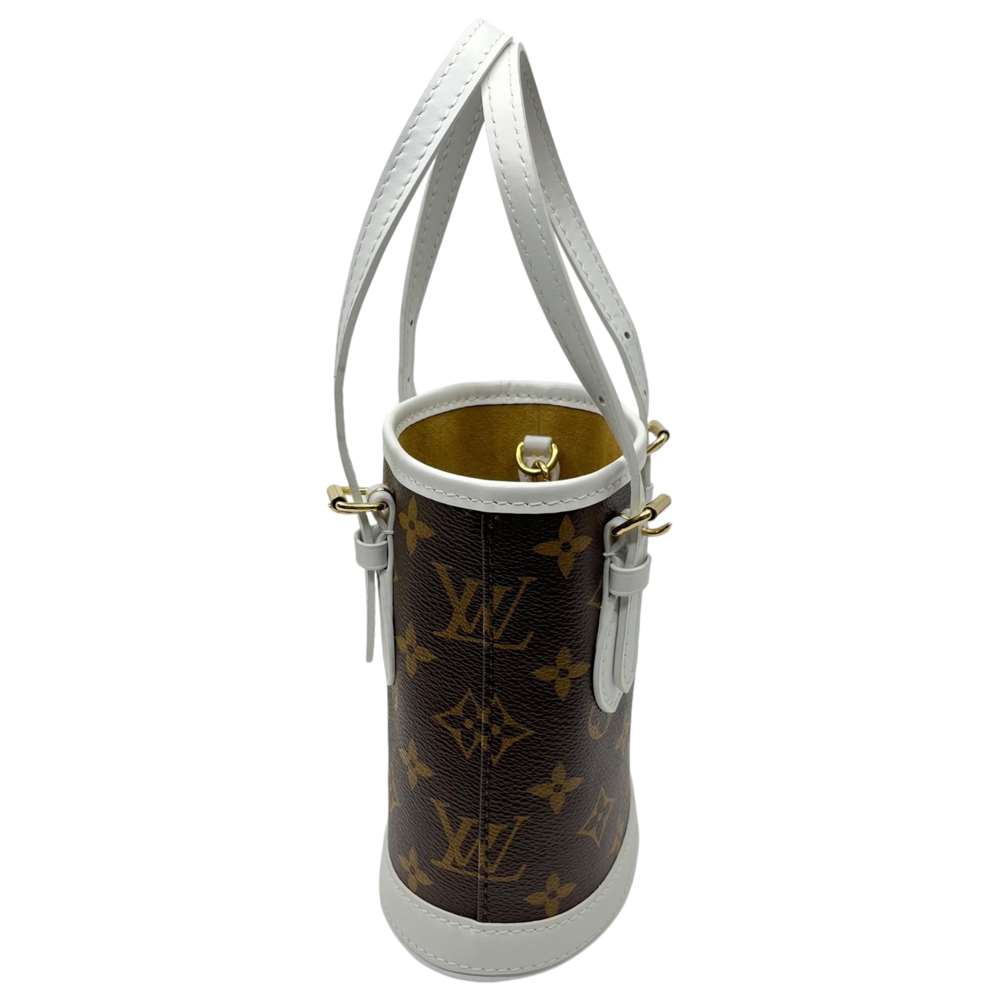 LOUIS VUITTON(ルイヴィトン) 22AW Nano Bucket ナノ・バケット モノグラム M81489 ブラウン×ホワイト 2WAY ショルダー バッグ バケツ