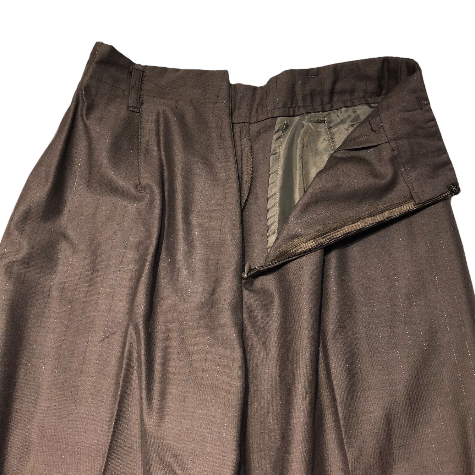 Jean Paul GAULTIER FEMME(ジャンポールゴルチエファム) 90's Lame stripe gilet setup ラメ ストライプ ジレ セットアップ 40(L程度) ブラウン スラックス ベスト