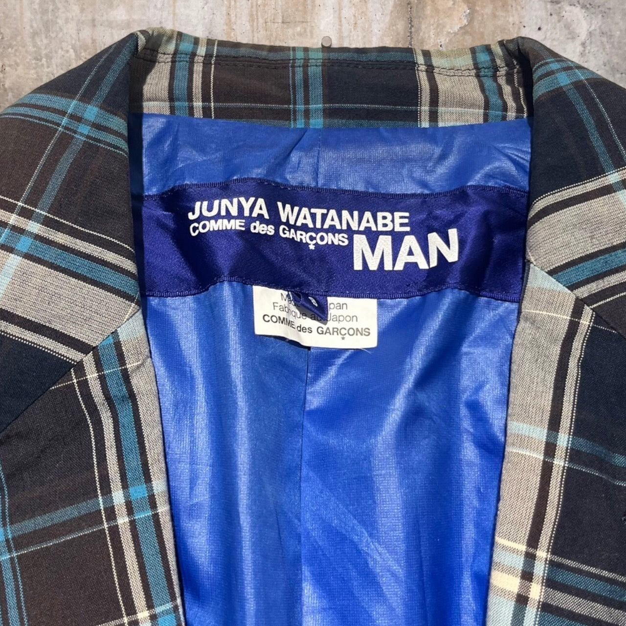 COMME des GARCONS JUNYA WATANABE MAN(コムデギャルソンジュンヤワタナベマン) 10SSチェック1Bジャケット WE-J023 S ネイビー AD2009