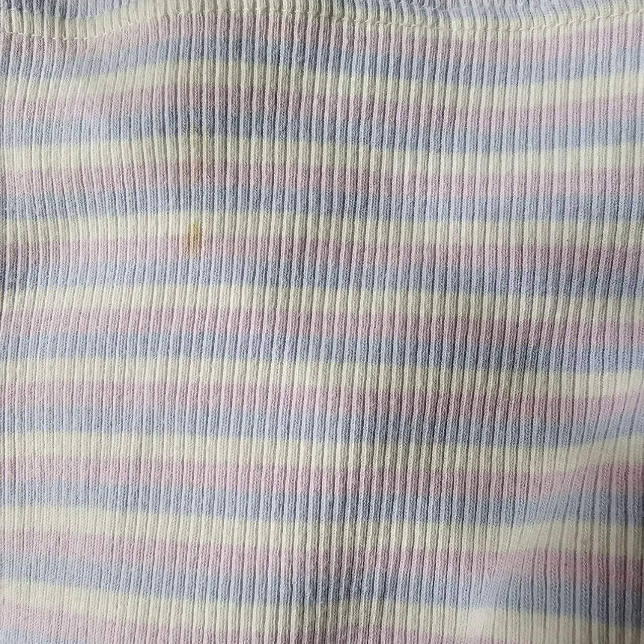 Euro vintage(ヨーロッパヴィンテージ) 70's~pale blue pink white pin stripe mini tee ペールトーンなミニTシャツ Sサイズ マルチカラー