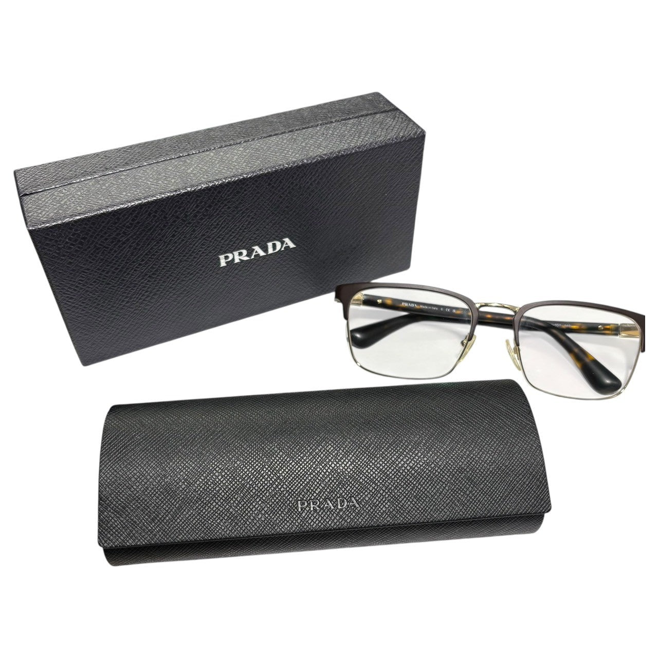 PRADA(プラダ) Square Full Rim Frames glasses スクエア型 フルリム フレーム メガネ VPR54T 55□19-140 ブラウン 眼鏡
