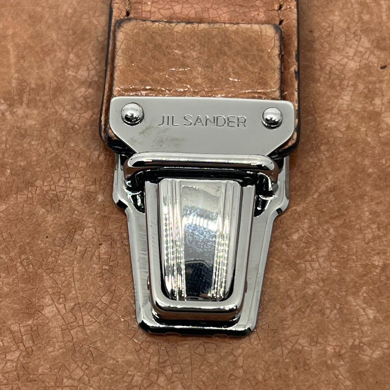 JIL SANDER(ジルサンダー) 差し込み錠ガラスレザー2つ折り財布 ブラウン 本人期 初期