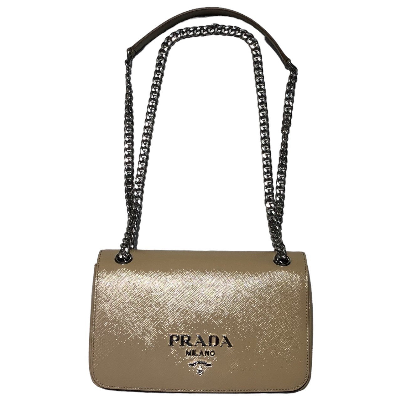 PRADA(プラダ) Saffiano chain shoulder bag サフィアーノ チェーン ショルダーバッグ 1BD147 ベージュ ロゴ ハンド 斜め掛け