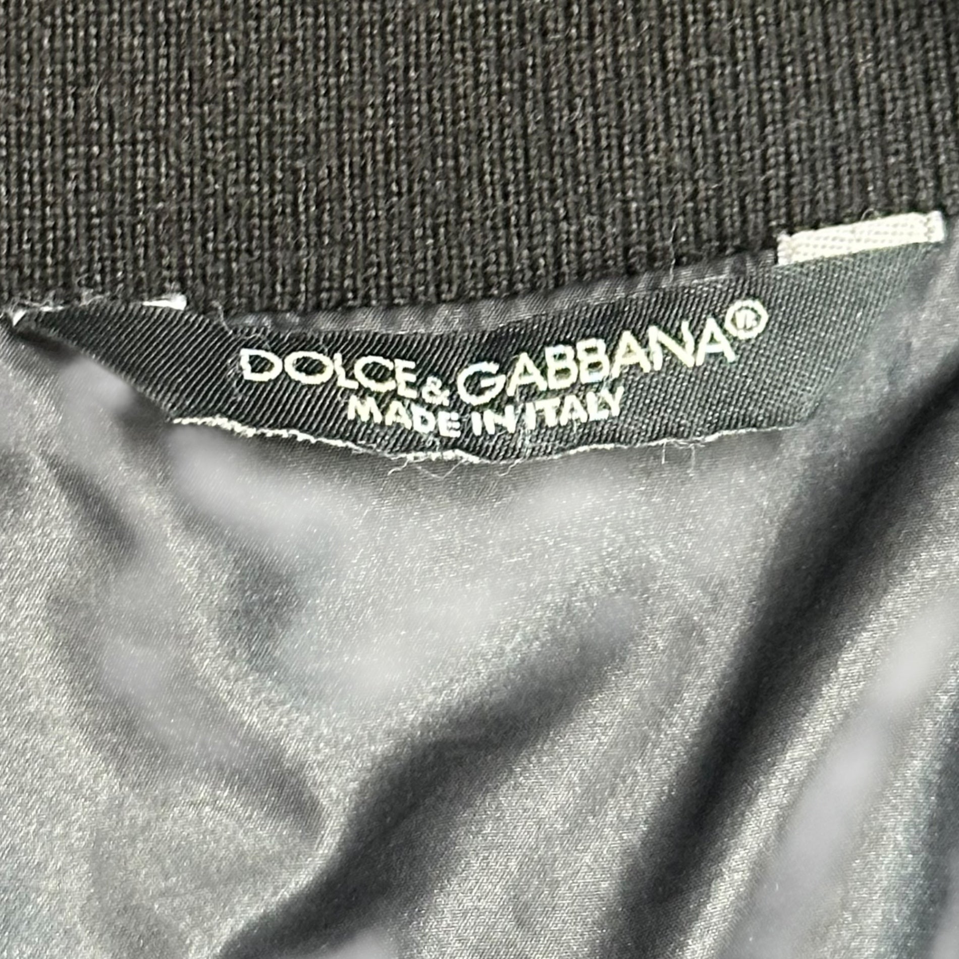 DOLCE&GABBANA(ドルチェ&ガッバーナドルガバ) 00's Big Zip Bicolor Ribbed Zip-up Cotton Blouson 00年代 ビッグジップ バイカラー リブ ジップアップ 中綿 ブルゾン G9G86T/FUMN4 44(XS) ブラック×ホワイト Y2K
