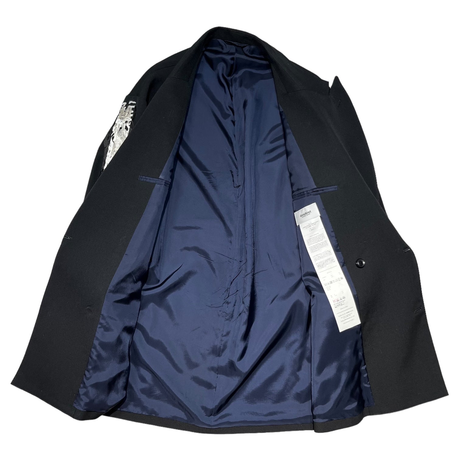 doublet(ダブレット) 19AW LINED CHAOS EMBROIDERY WIDE TAPERED JACKET TROUSERS SET UP 19AW13JK27 19AW13PT109 JKT:M / PT:S ブラック 刺繍 セットアップ ジャケット パンツ スラックス