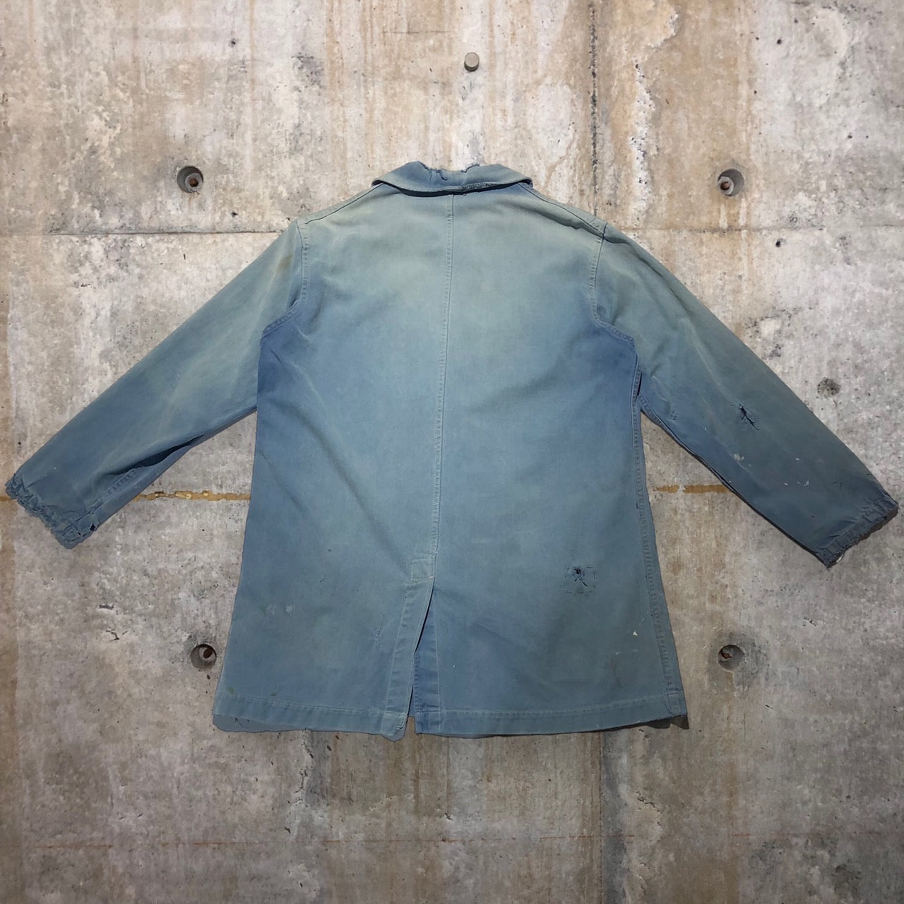FRENCH WORK(フレンチワーク) 70~sモールスキンリメイクジャケット 表記なし(L程度) ブルー Dポケットカスタム、ステッチ・ペンキ加工