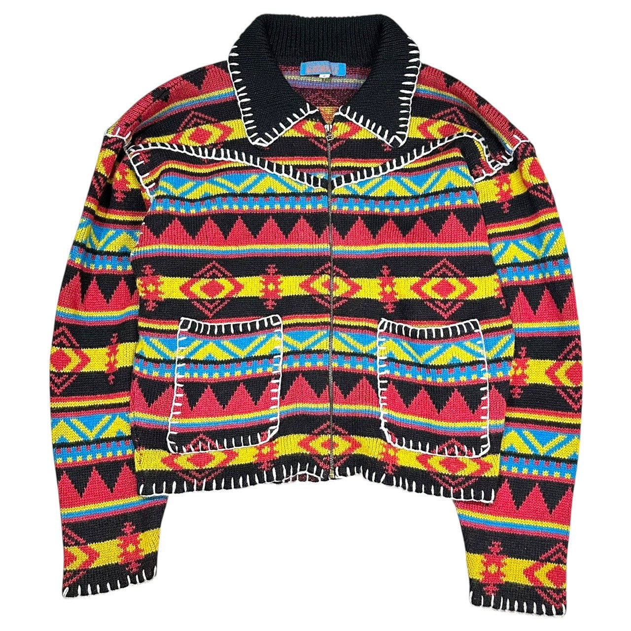 ALBEMARLE (アルベマール) Vintage Wild Stitch All-Over Pattern Knit Jacket ヴィンテージ ワイルドステッチ 総柄 ニット ジャケット FREE マルチ