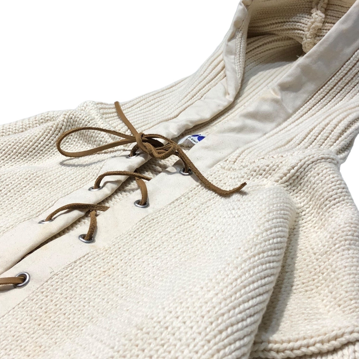 GOODENOUGH(グッドイナフ) 90’s lace-up knit pullover hoodie レースアップ ニット プルオーバー パーカー 藤原ヒロシ M アイボリー