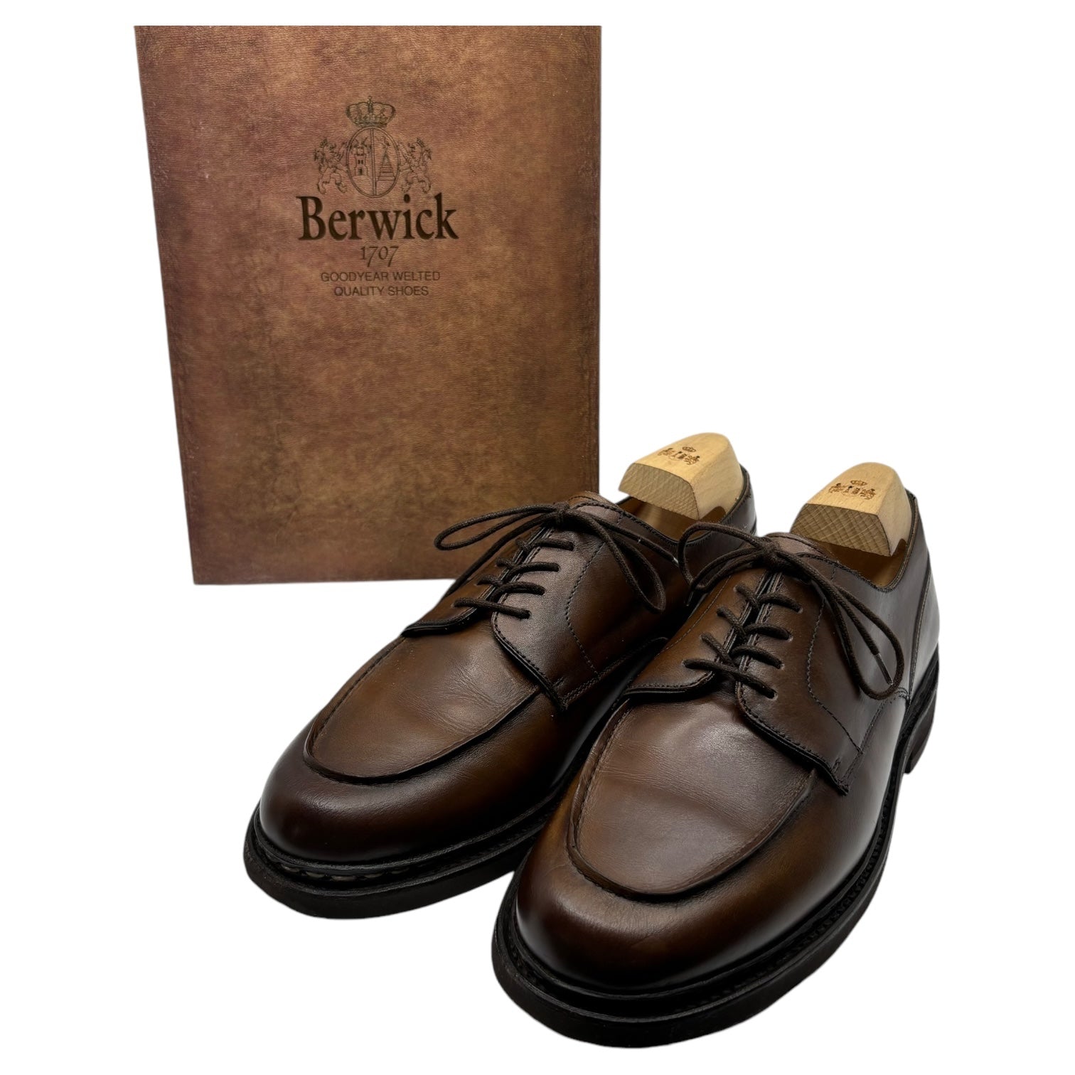 Berwick(バーウィック) BCVIBK U TIP leather shoes Uチップ レザー シューズ 4477 8(27cm程度)  ブラウン ドレス 革靴 シューキーパー、箱付属