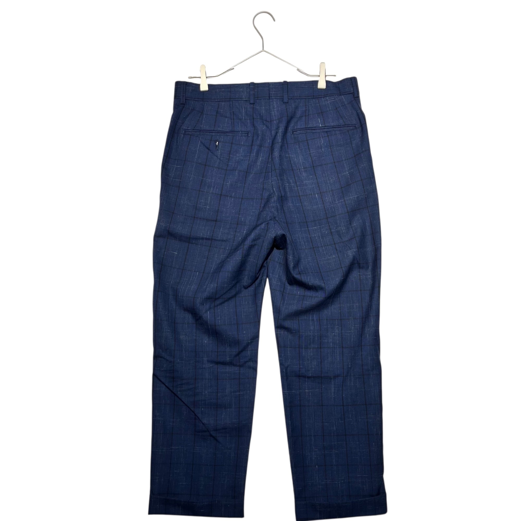 WACKO MARIA(ワコマリア) DORMEUIL CHECK PLEATED TROUSERS チェック テーパード トラウザー パンツ M ネイビー スラックス DORMEUIL生地 タック GUILTY PARTIES