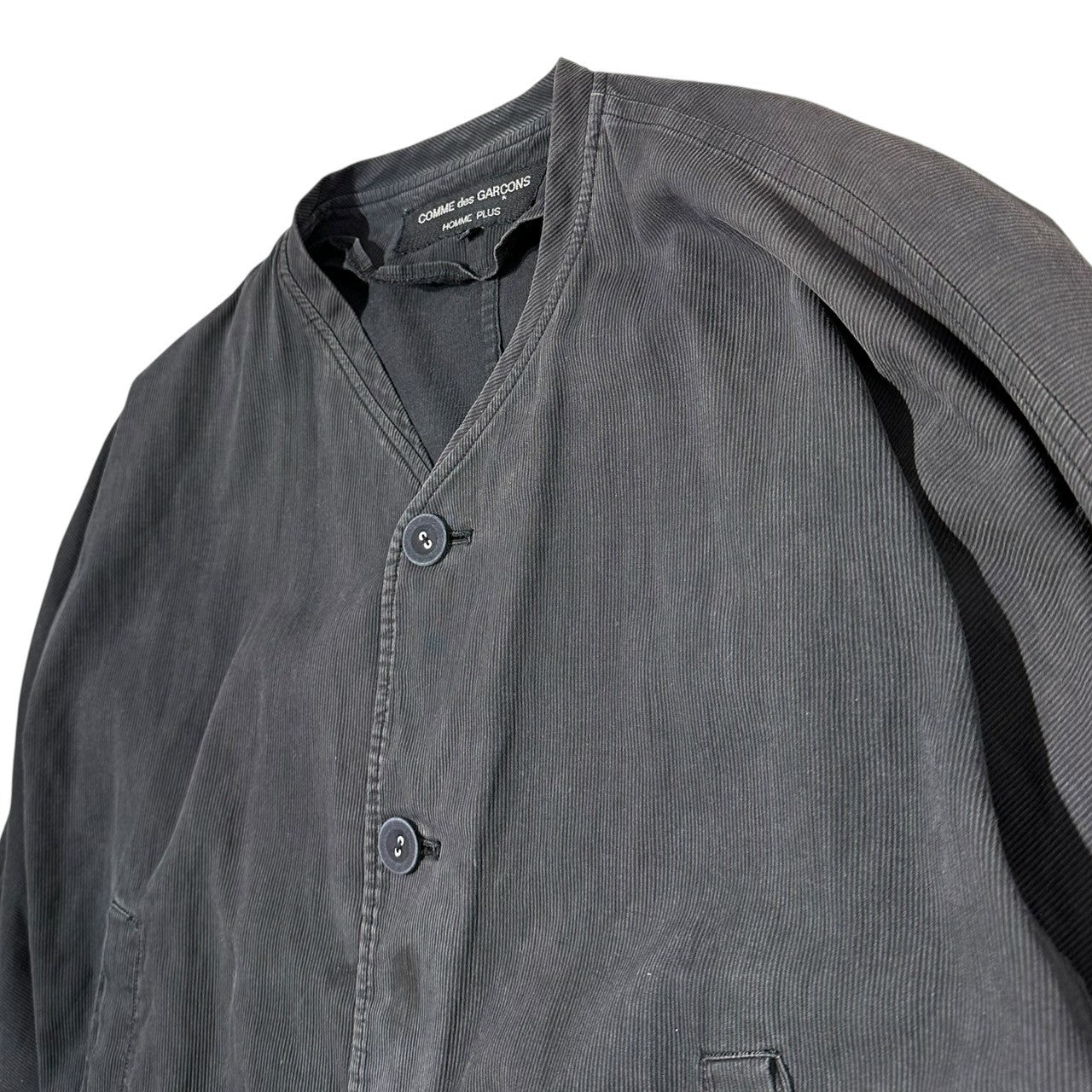 COMME des GARCONS HOMME PLUS(コムデギャルソンオムプリュス) 80's Short length collarless 4 button jacket 80年代 ショート丈 ノーカラー 4ボタン ジャケット 本人期 川久保玲 FREE ブラック