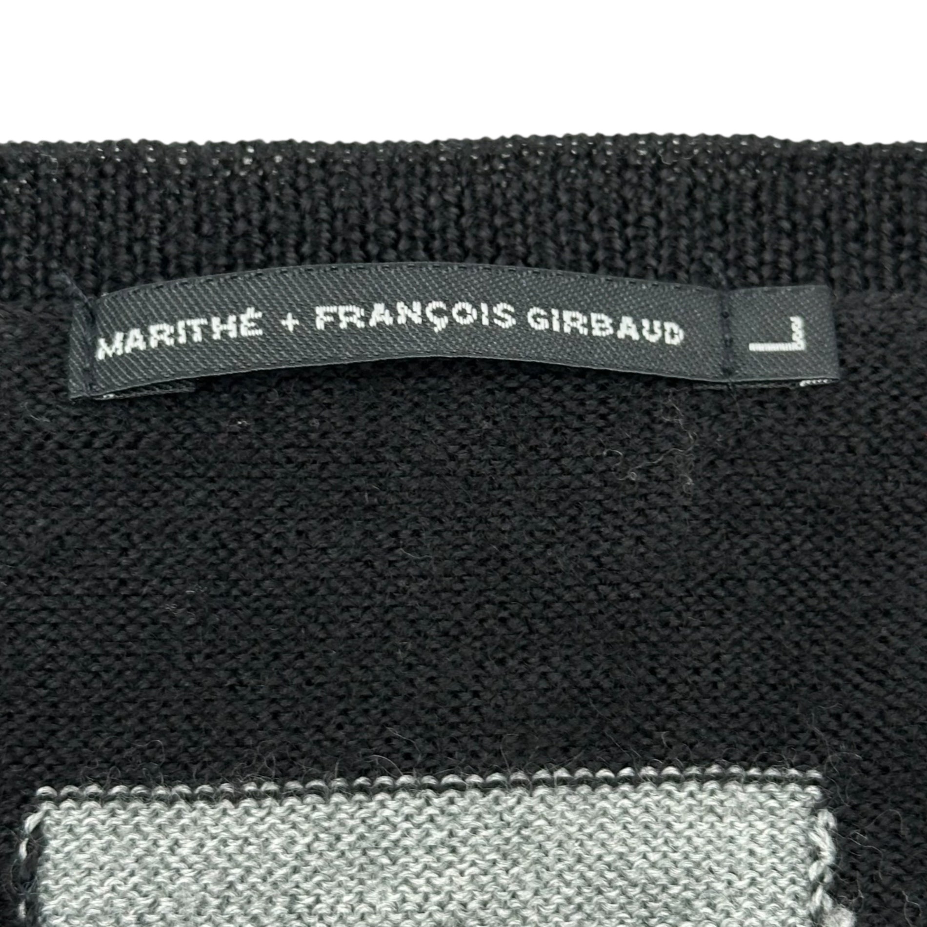 MARITHE FRANCOIS GIRBAUD(マリテフランソワジルボー) 00's V-neck wool design knit Vネック ウール デザイン ニット M7-8134 L ブラック×レッド
