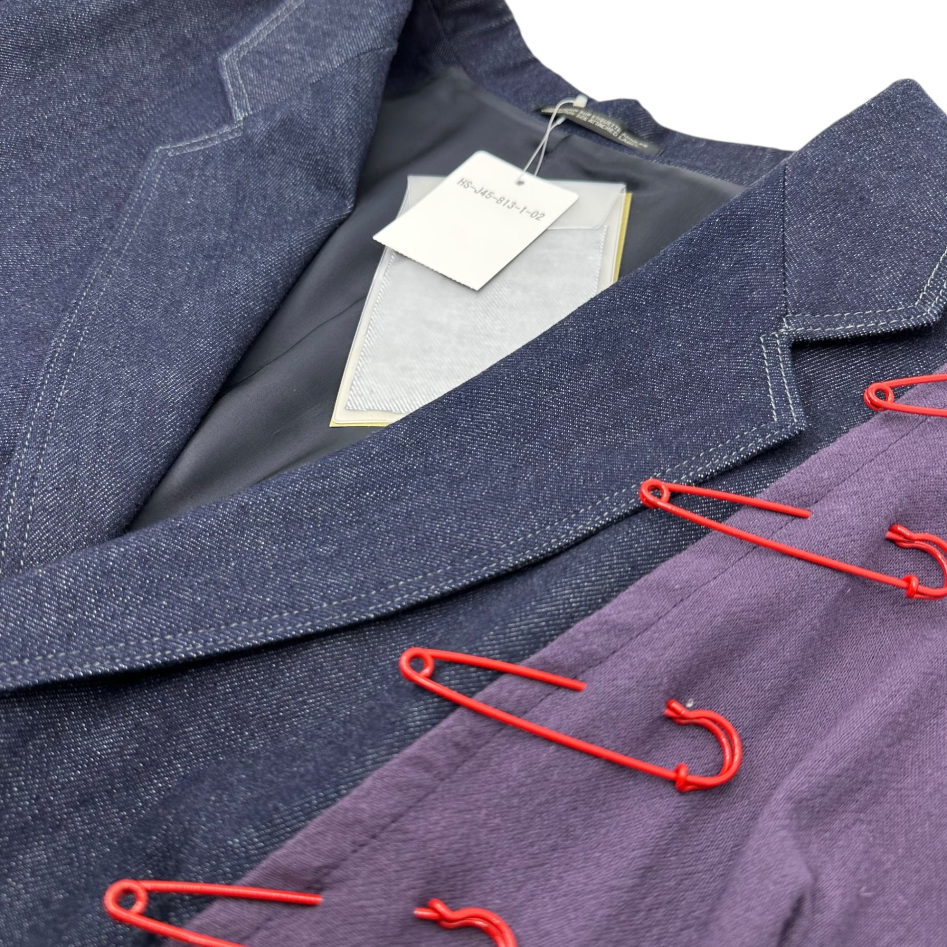 YOHJI YAMAMOTO POUR HOMME(ヨウジヤマモトプールオム) 24SS runway wear safety pin jacket ランウェイ着用 安全ピン ジャケット HS-345-813-1 2(S) インディゴ×パープル