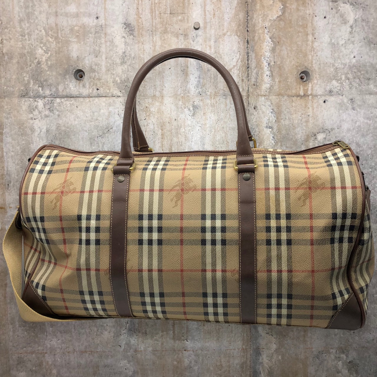 Burberrys(バーバリーズ) ロゴノヴァチェックボストンバッグ/旅行鞄/ショルダーストラップ付 ベージュ×ブラウン