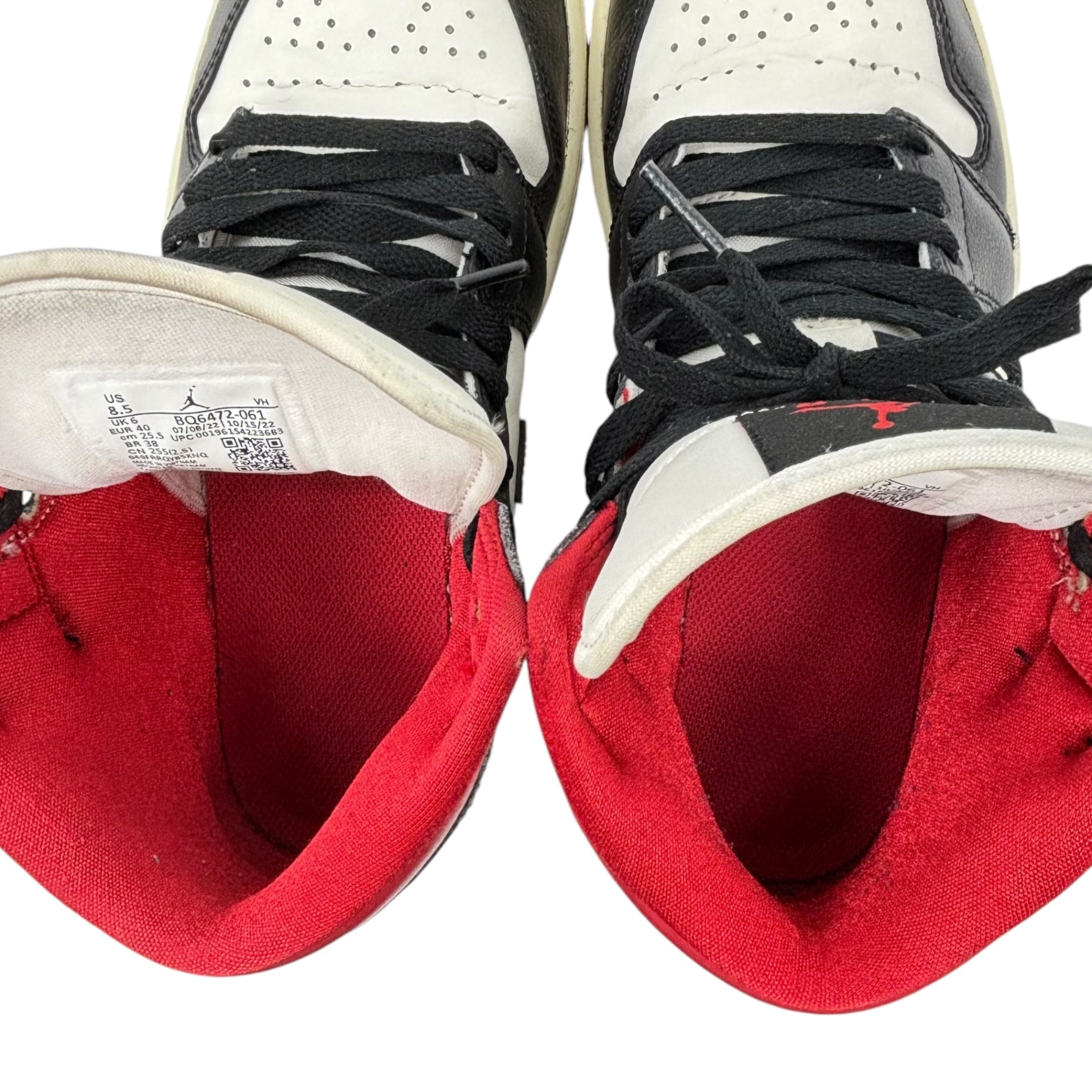 NIKE(ナイキ) W AIR JORDAN 1 MID エアジョーダン 1 ミッド BQ6472-061 25.5cm ブラック×ホワイト×レッド ハイカット スニーカー