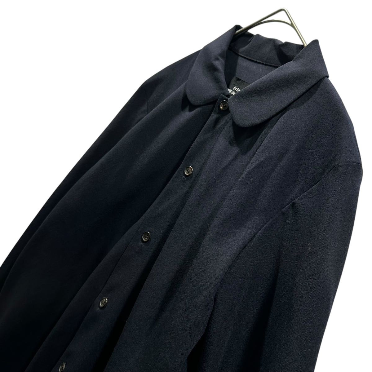 tricot COMME des GARCONS(トリココムデギャルソン) 2000SS Zip-Design Round-Collar Wool Gabardine Blouse ジップ デザイン 丸襟 ウール ギャバジン ブラウス TB-10011M M ダークネイビー AD1999 90s アーカイブ