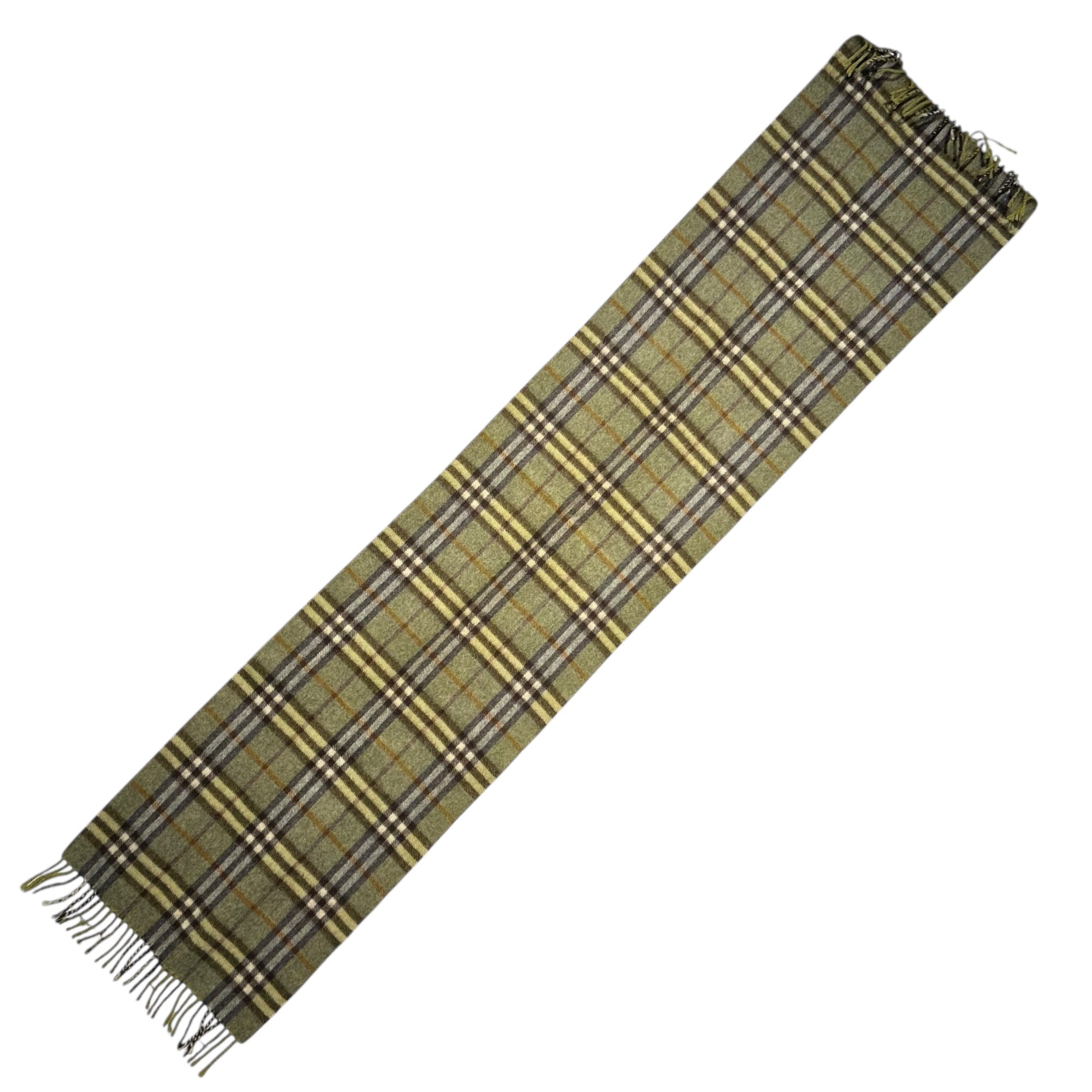 Burberry’s(バーバリーズ) UK made 100% Cashmere Nova Check Scarf カシミア 100% ノバ チェック マフラー イエロー×グレー ヴィンテージ イングランド製