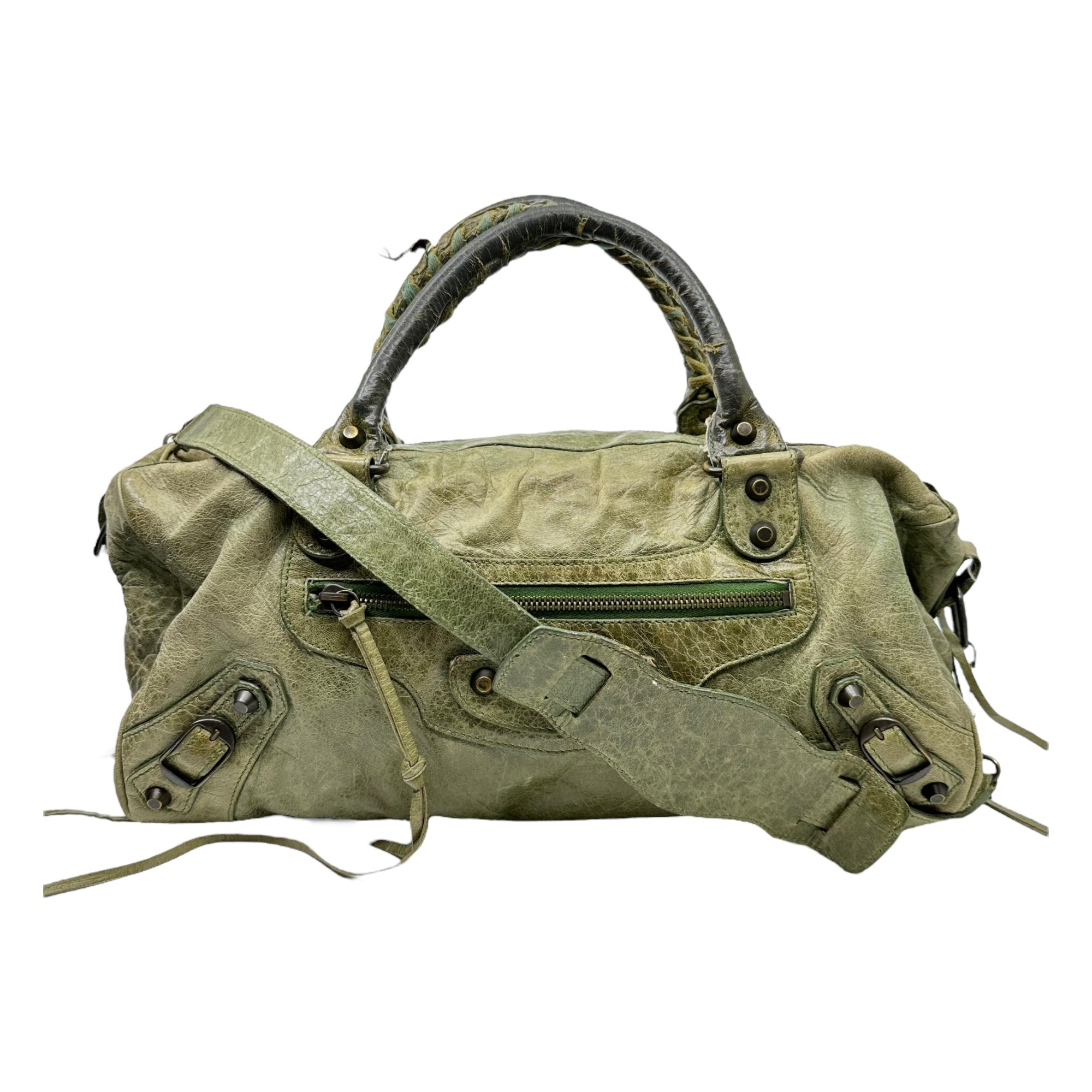 BALENCIAGA(バレンシアガ) 00's THE FIRST ザ ファースト 2WAY ショルダー バッグ 128528 502752 モスグリーン ショルダー レザー